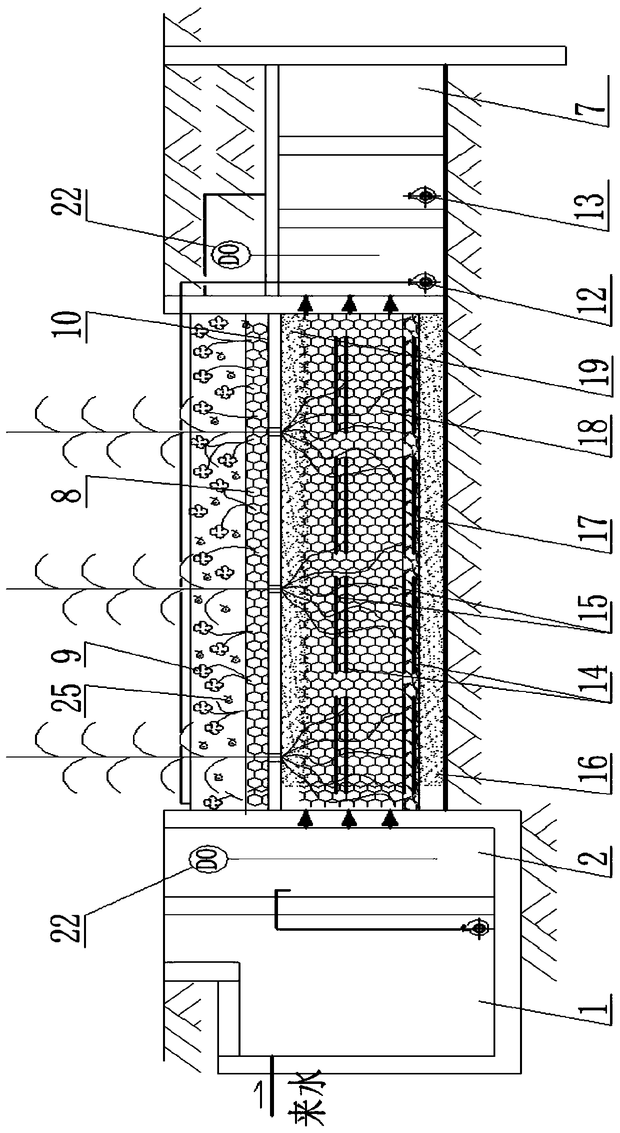 Superposed sewage treatment system