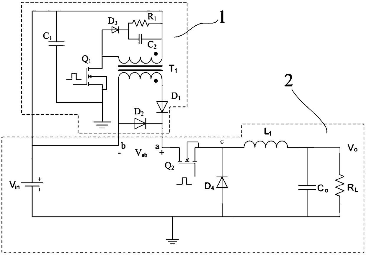 Small-power voltage compensation combined-type DC/DC converter circuit and working method thereof