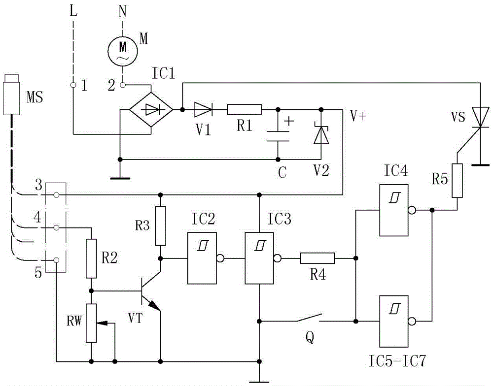 Bathroom exhaust fan automatic and manual dual-purpose switch circuit