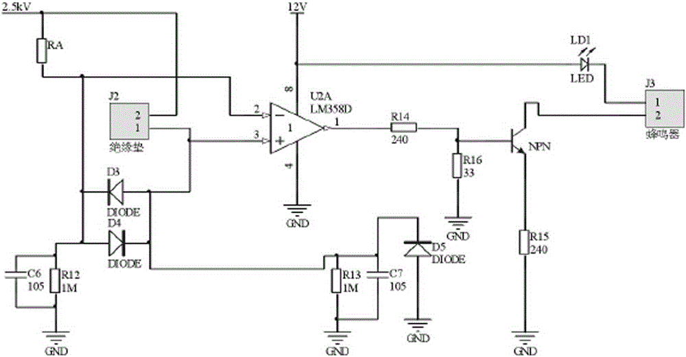 Hardware circuit of surface detection apparatus for insulating tool