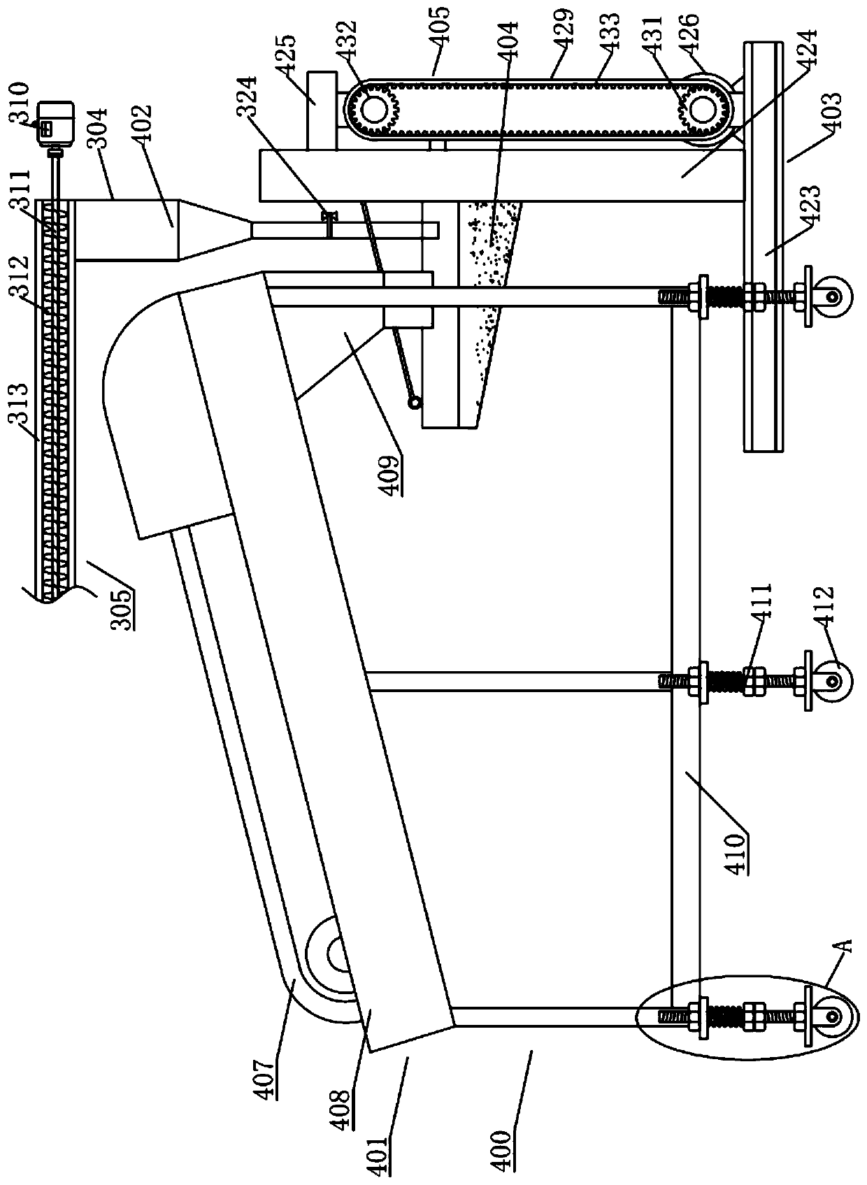 Device for automatically conducting cast iron inoculant screening and transporting and working method thereof