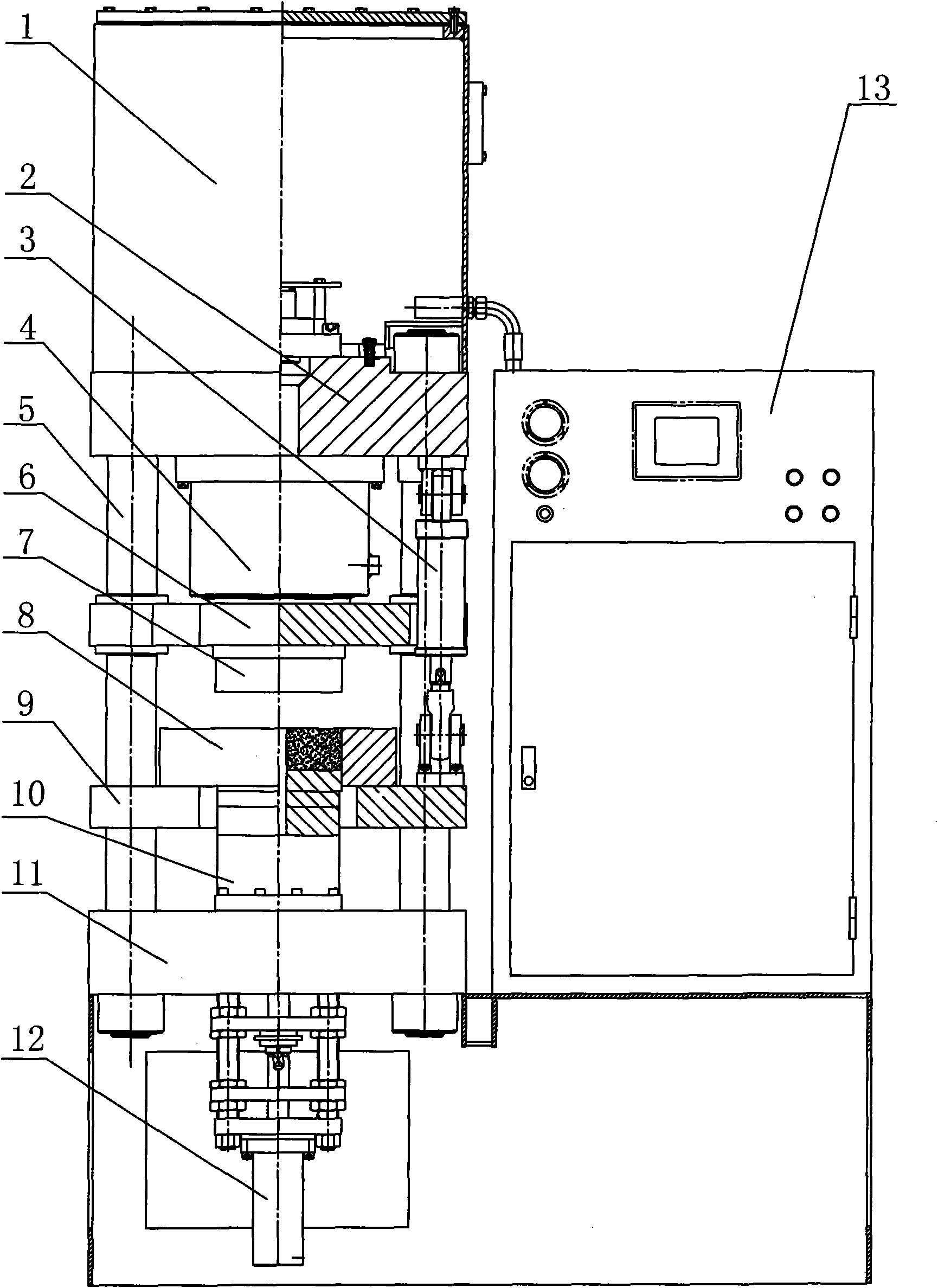 Full-automatic powder hydraulic forming machine and pressing technique thereof