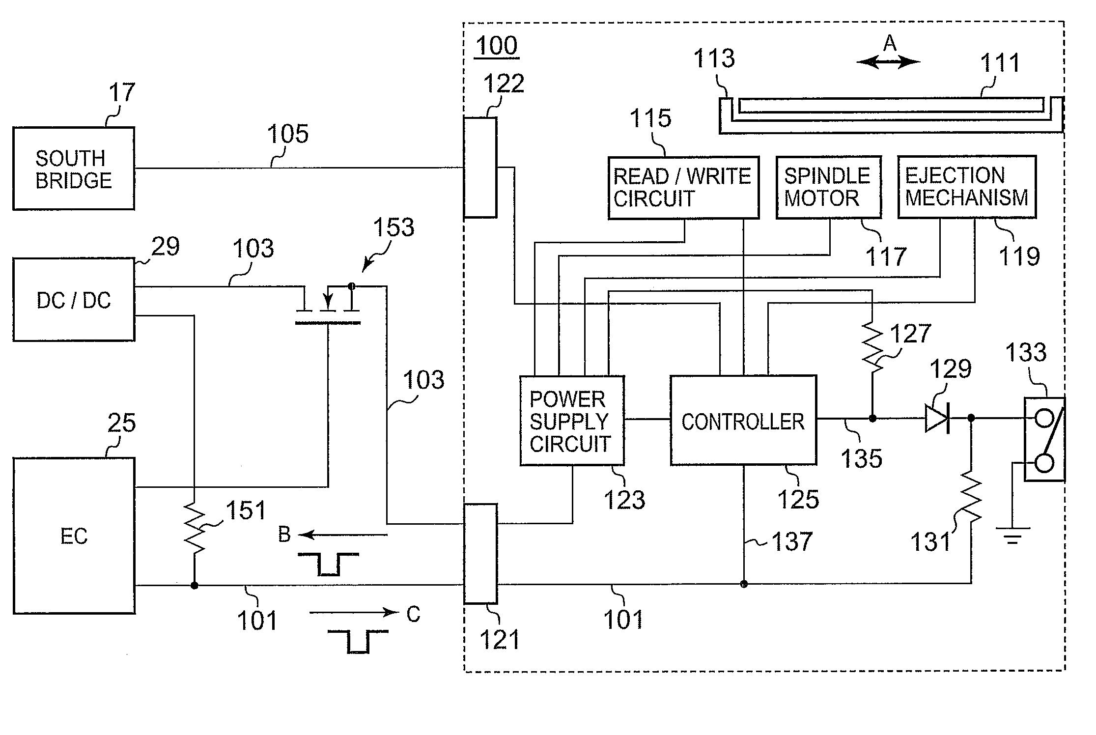 Notebook optical disc drive capable of generating a pseudo eject signal