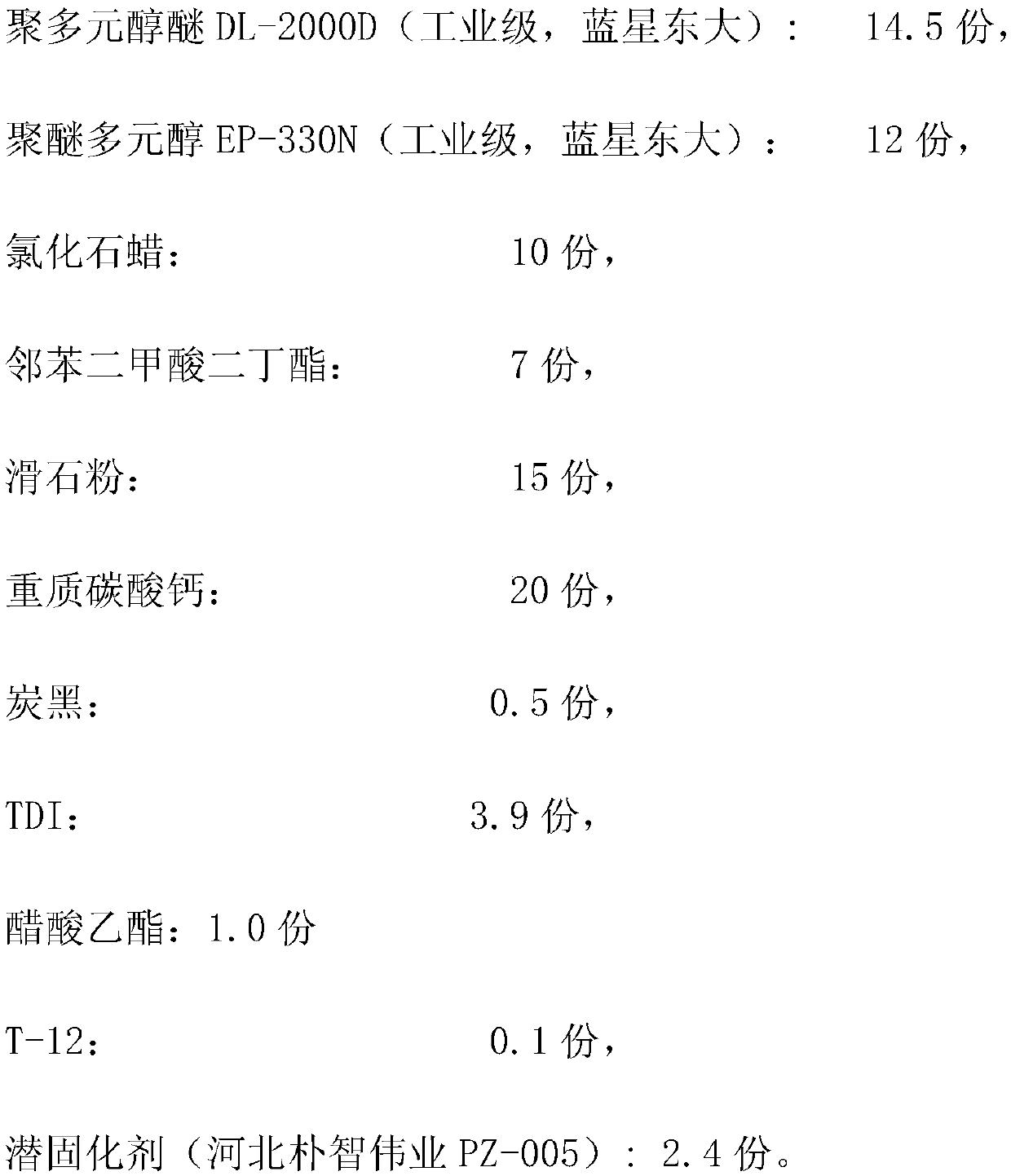 A kind of non-curing polyurethane waterproof coating and preparation method thereof