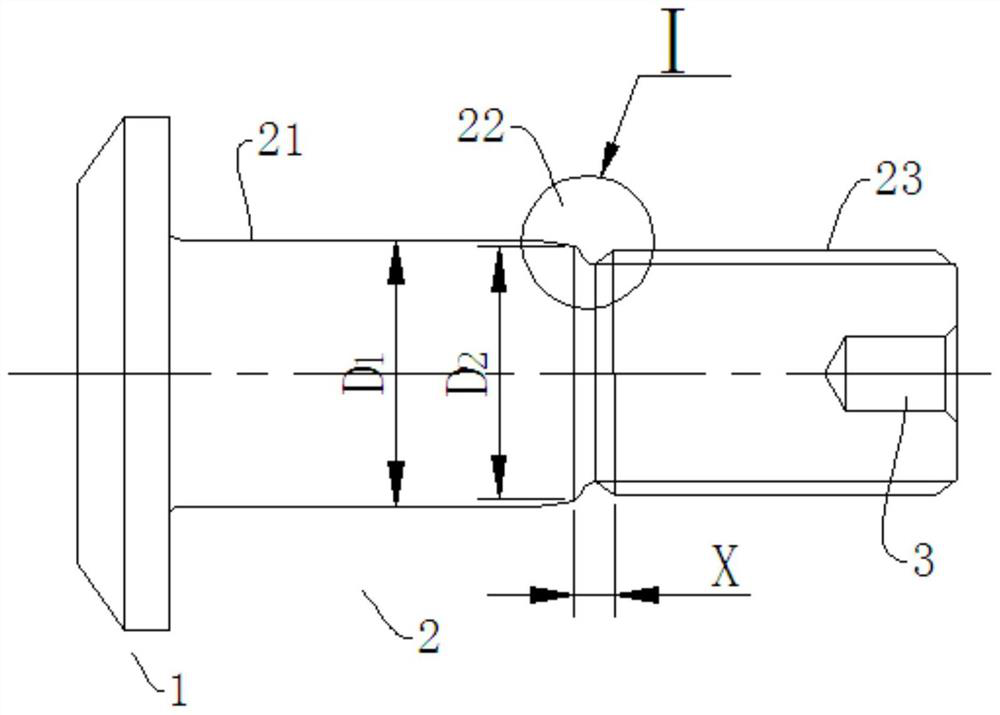 A bolt with a transition zone and its transition structure