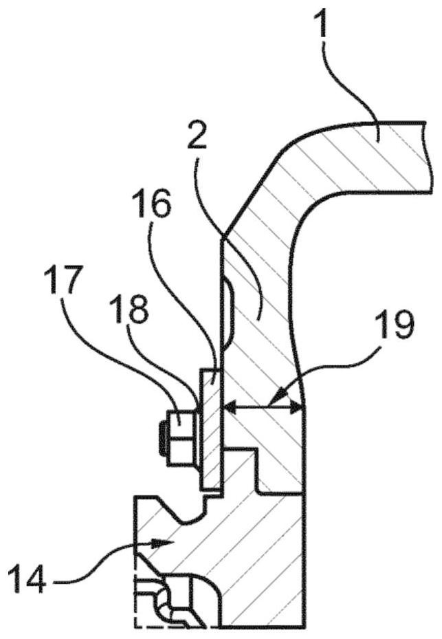 Turbine housing having low-stress connecting flange and exhaust turbine having such turbine housing