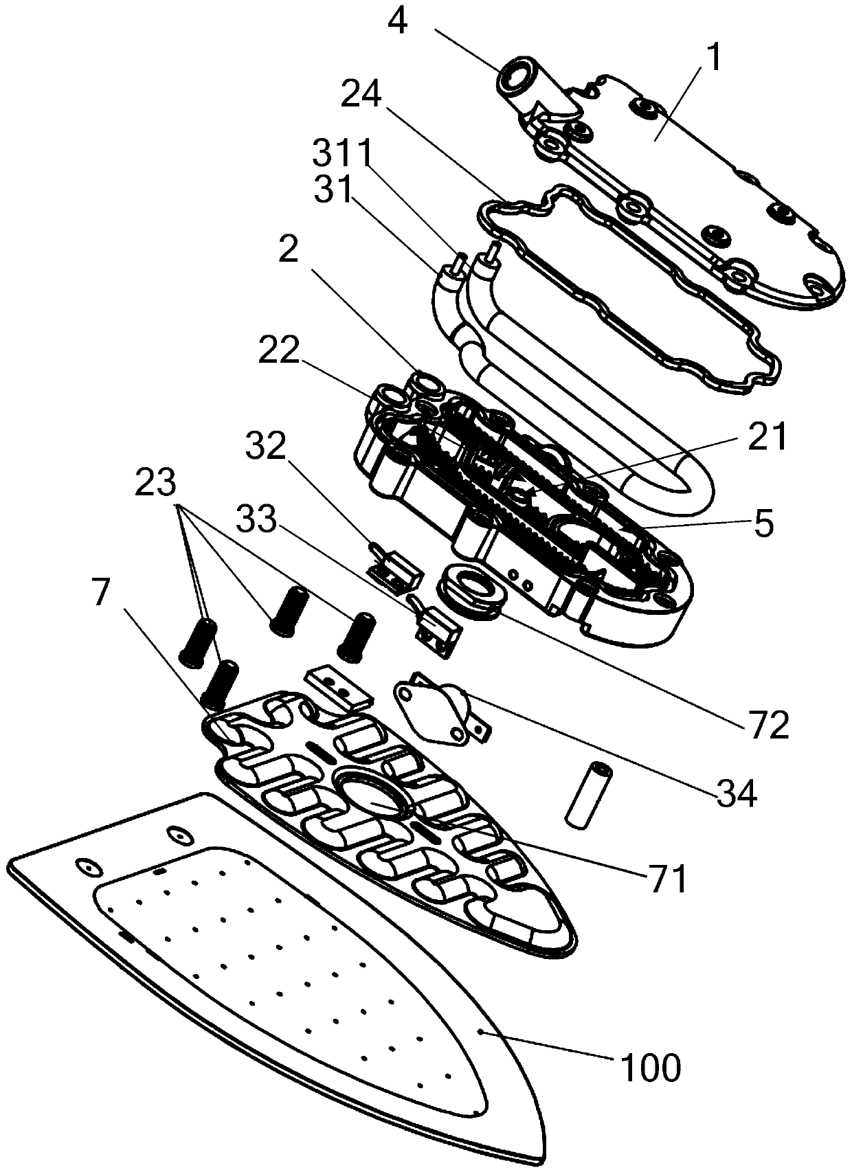 Steam iron and heating device thereof