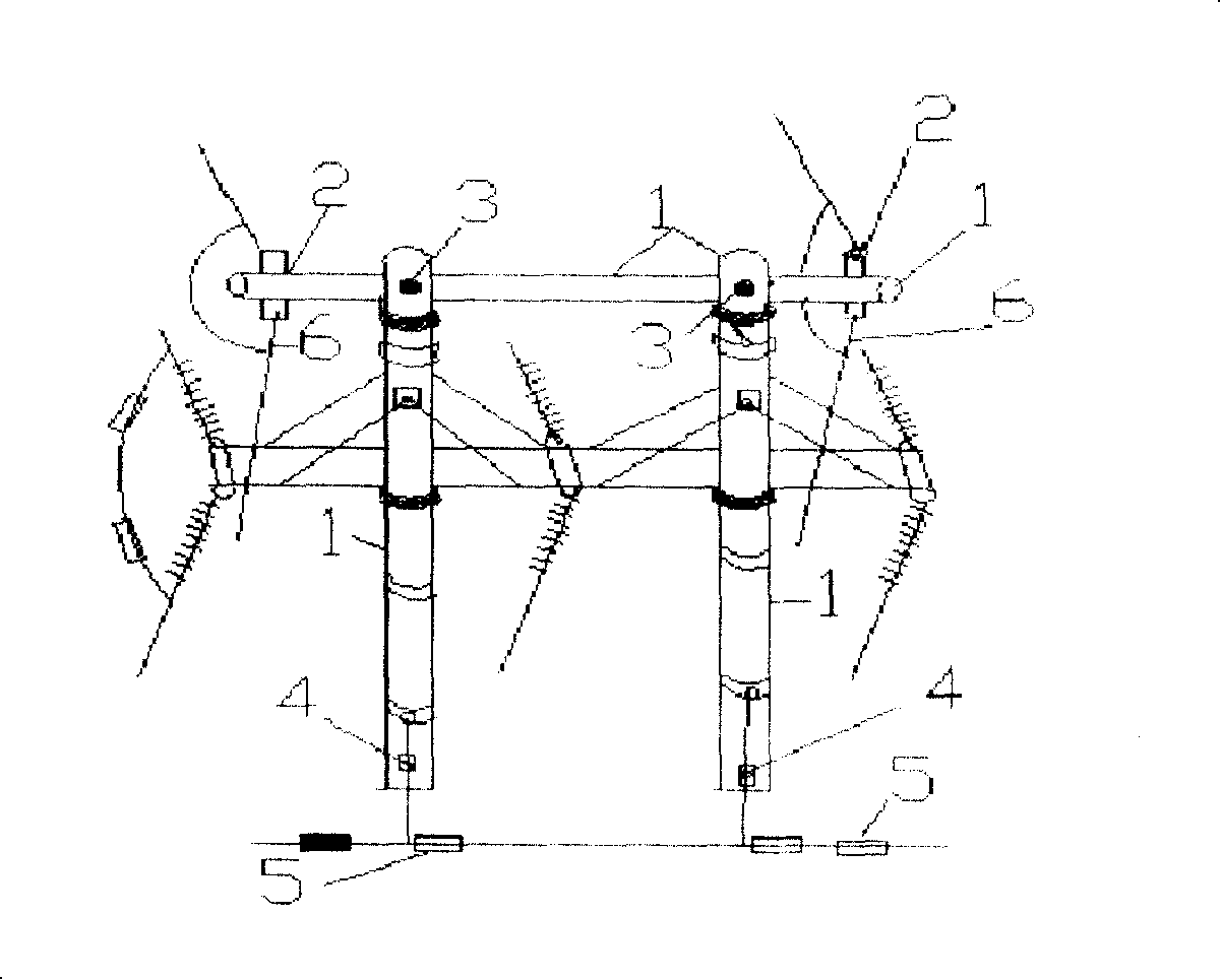 Air ground line downward link and method for ground line assembly