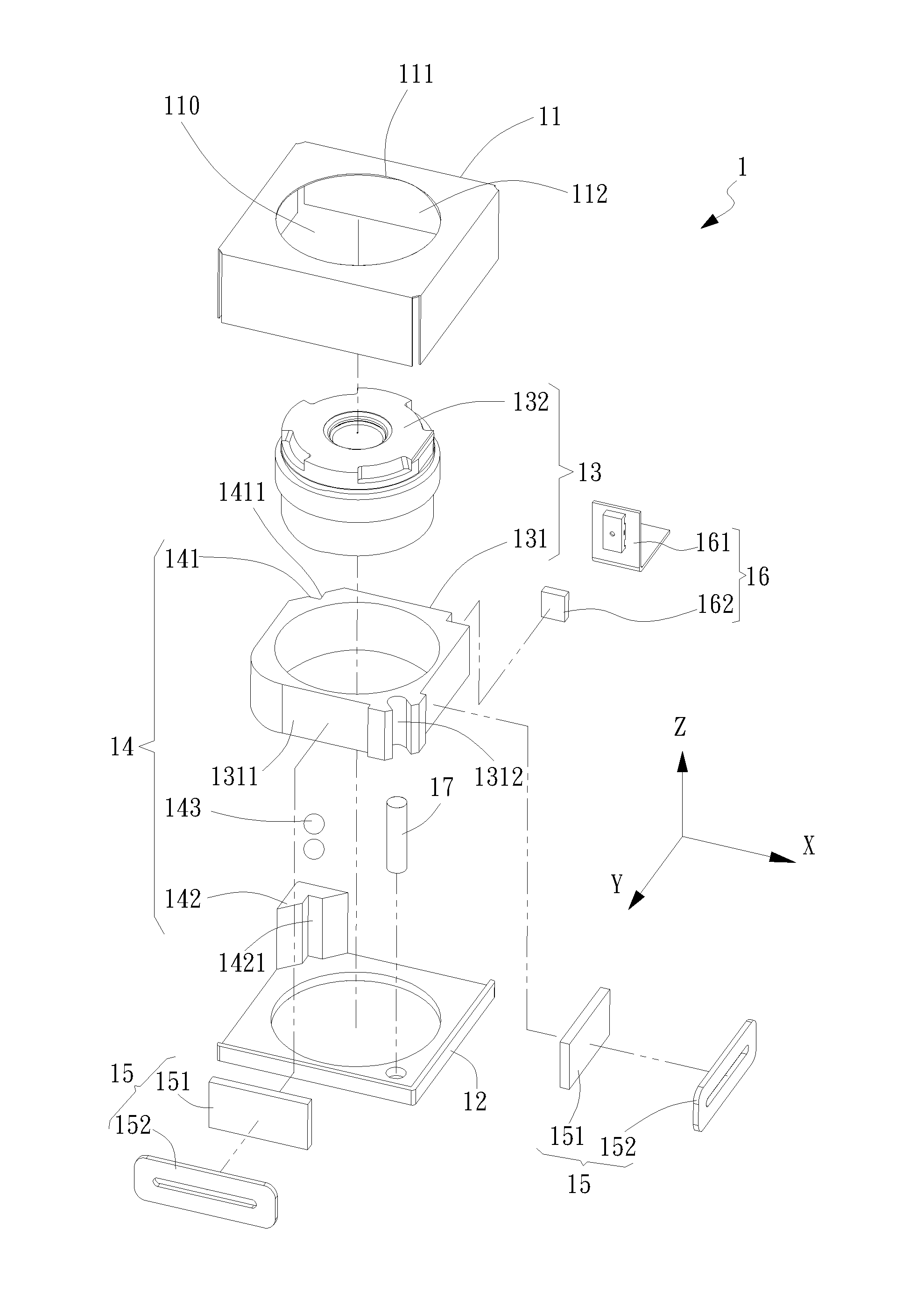 Electromagnetic Driving Device for Lens having an Anti-Tilt Mechanism