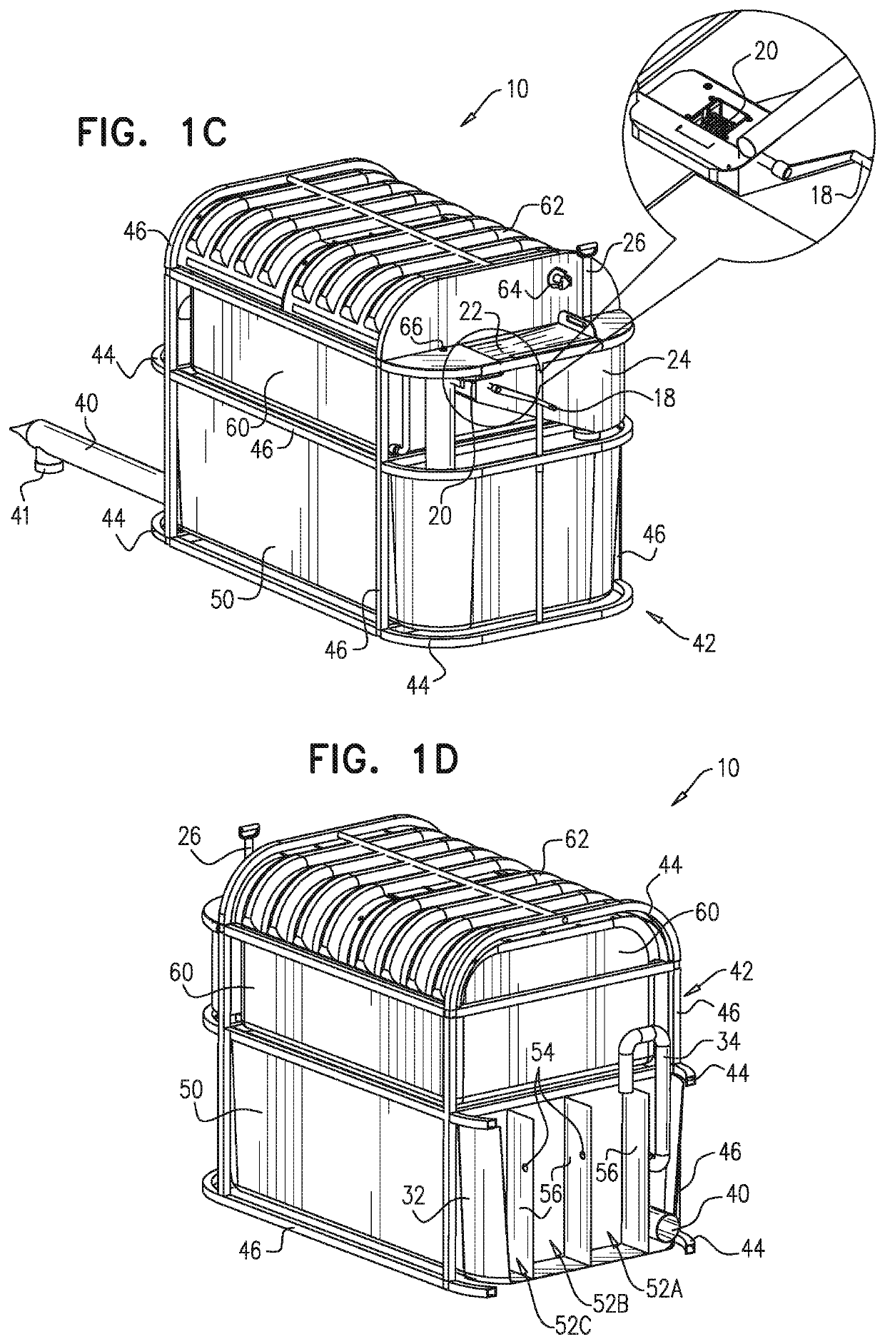 Lightweight assemblable appliance with pliant exoskeletal support respective kit-of-parts and method for production of biogas and liquid fertilizer