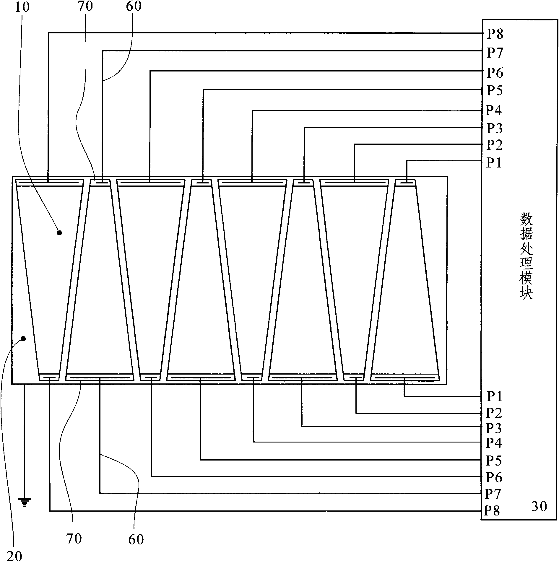 Self-capacitance touch screen with one-dimensional electrodes and coordinate data processing method thereof