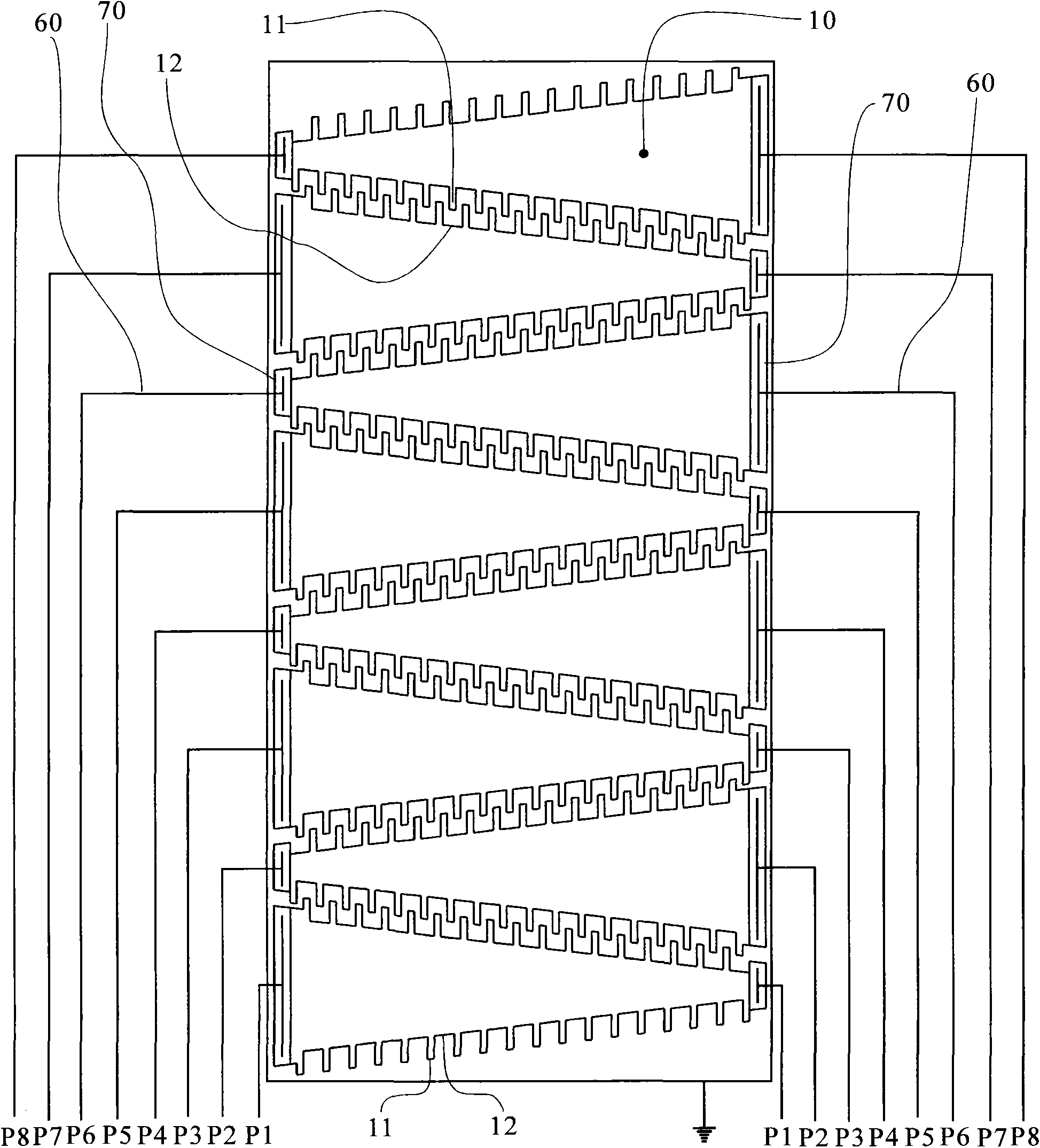 Self-capacitance touch screen with one-dimensional electrodes and coordinate data processing method thereof