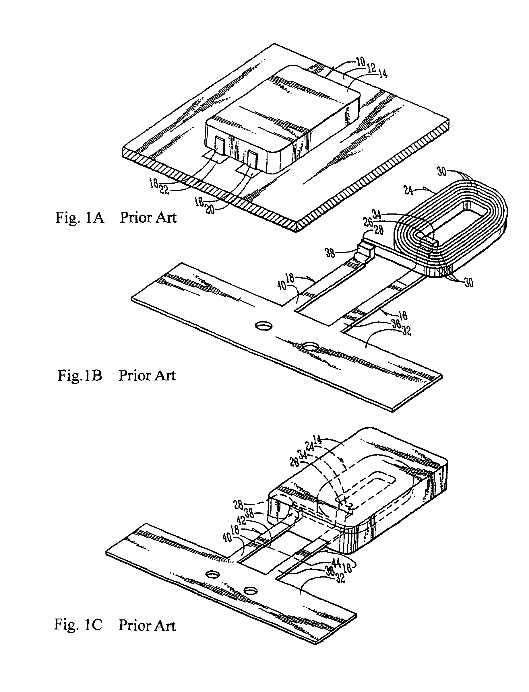 Current measurement using inductor coil with compact configuration and low TCR alloys