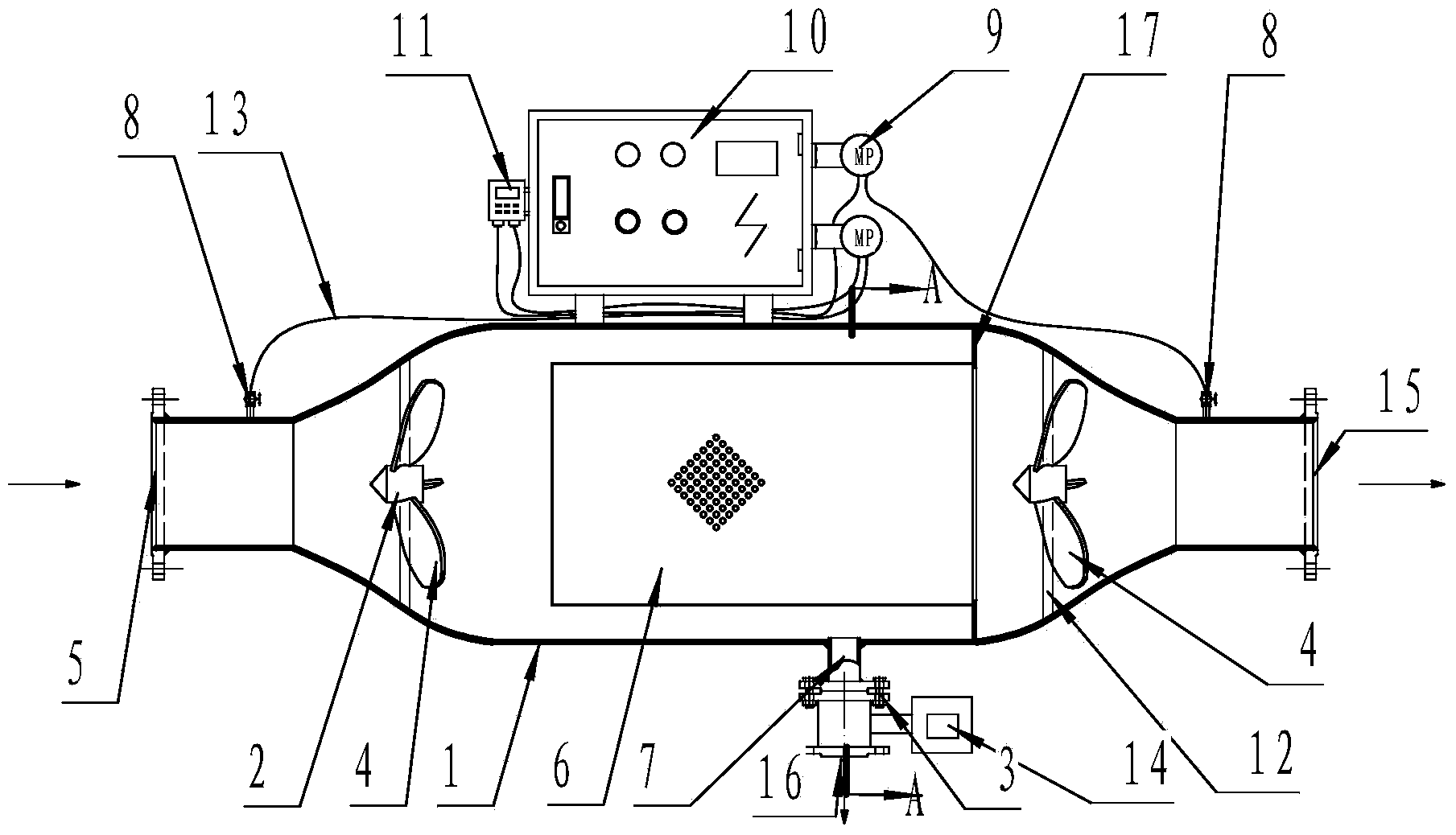 Automatic filter with rotational flow device