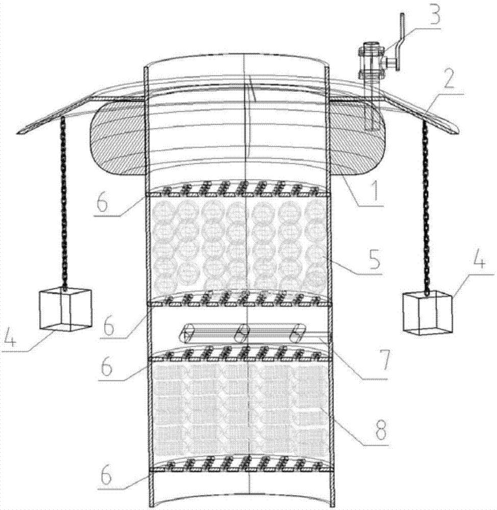 Submersible-type device for purifying water quality of landscape water body and with denitrification function