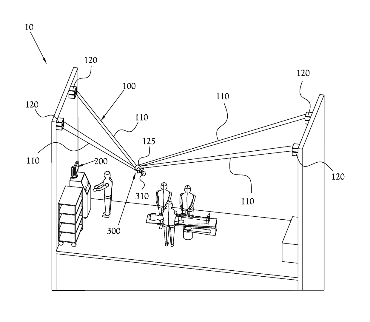 System for controlling light and for tracking tools in a three-dimensional space