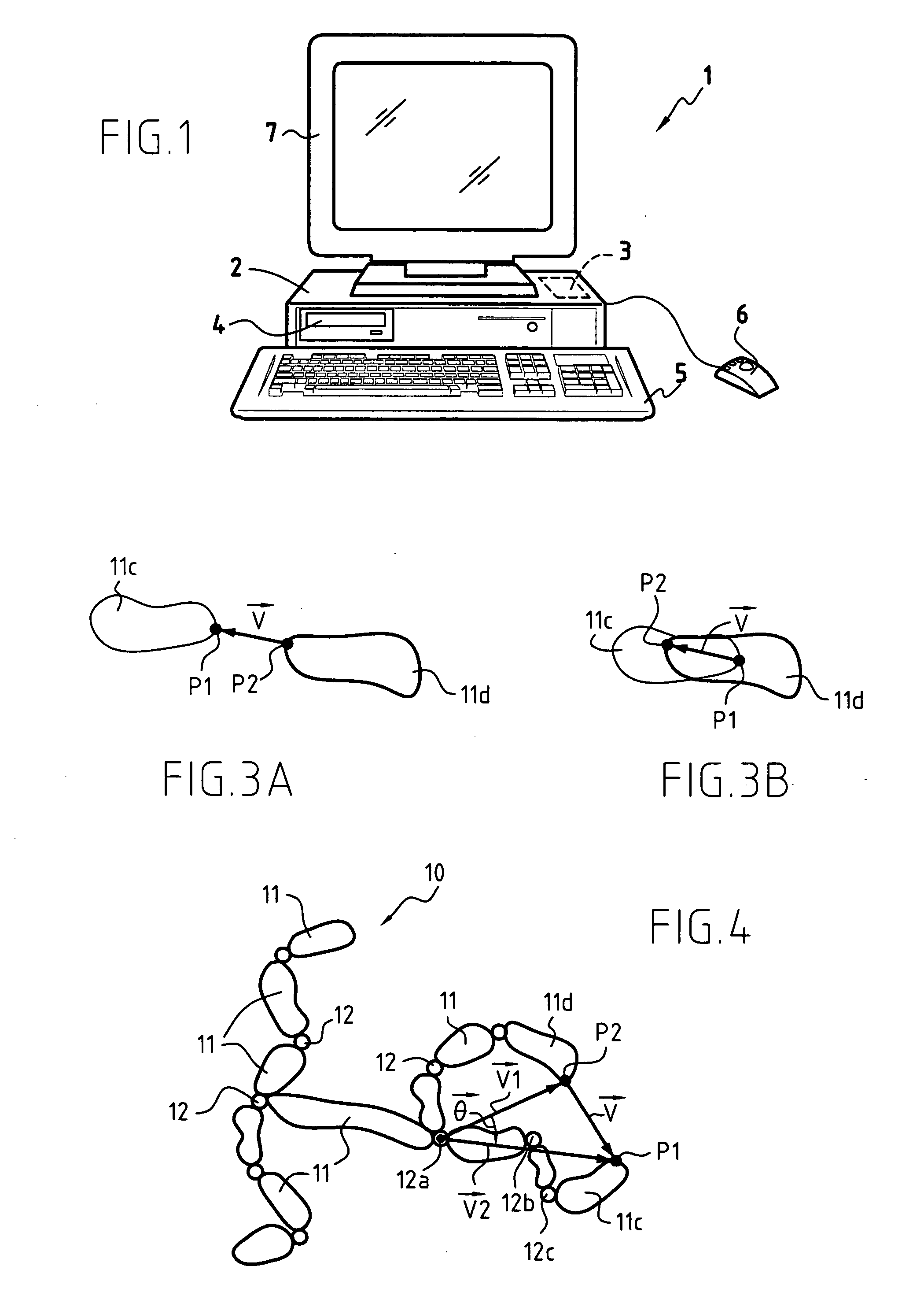 Moving a virtual articulated object in a virtual environment while avoiding internal collisions between the articulated elements of the articulated object