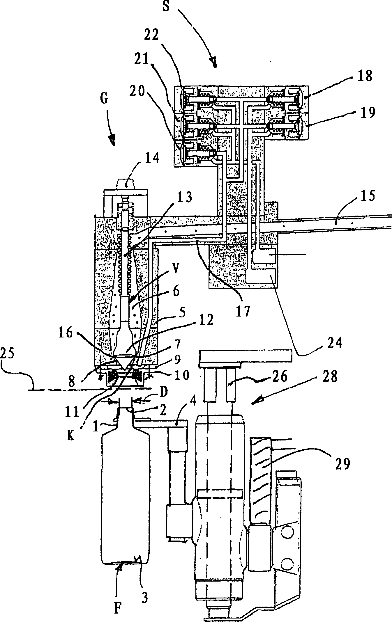 Counter-pressure filling device and method for counter-pressure filling