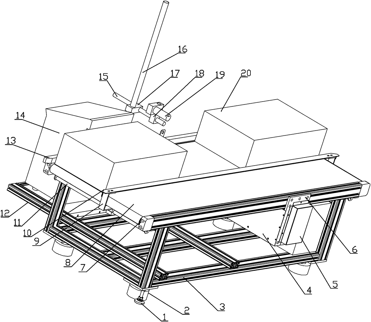 Movable type code spraying flow line used for code spraying of packing boxes