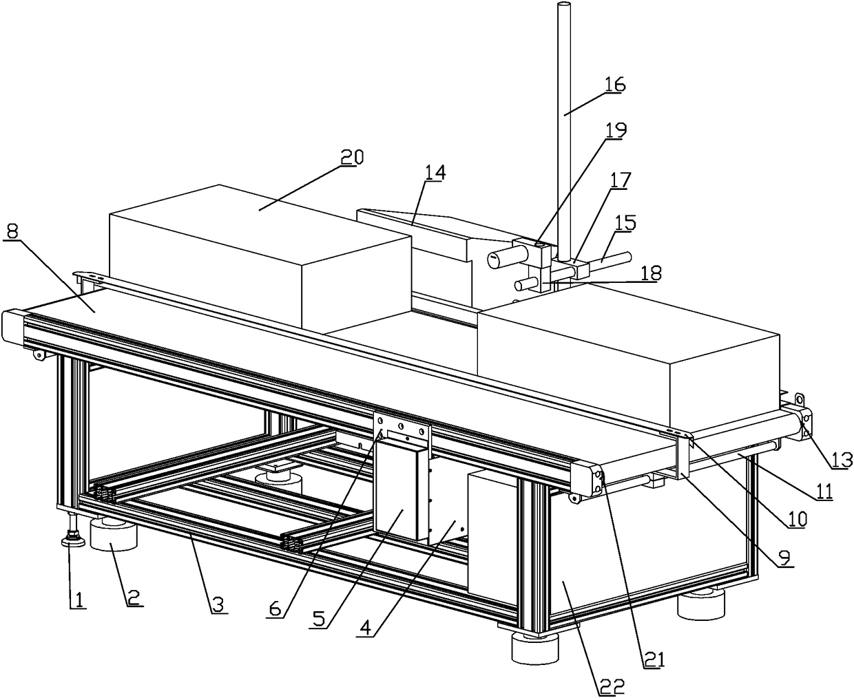 Movable type code spraying flow line used for code spraying of packing boxes