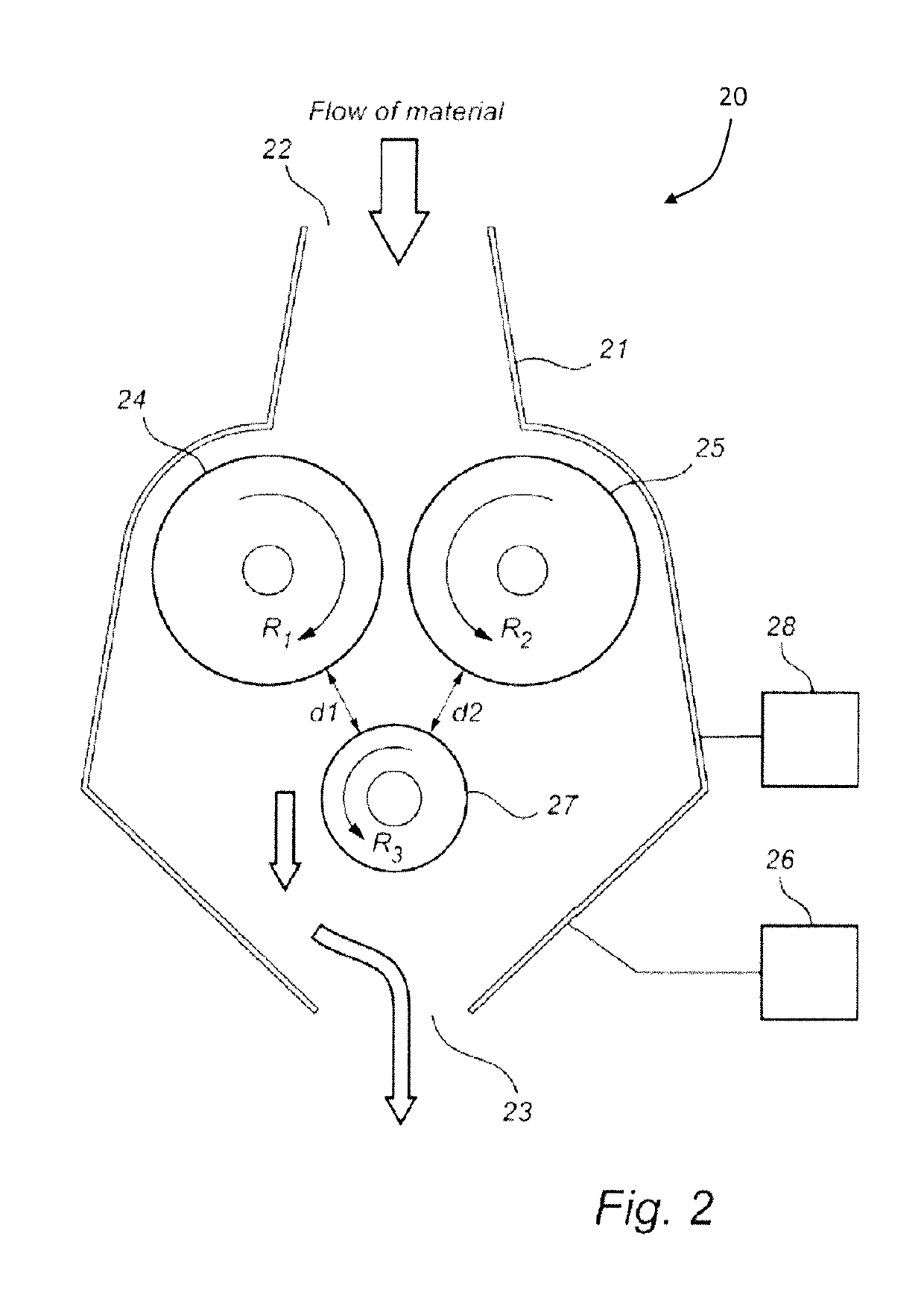 Arrangement and system for feeding biomass material to a treatment process