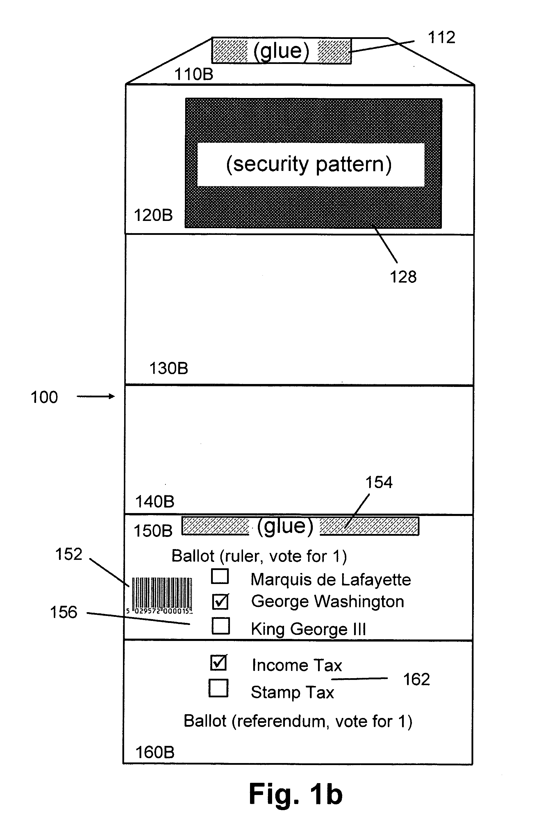 Integrated ballot and voting envelope with voter verification security