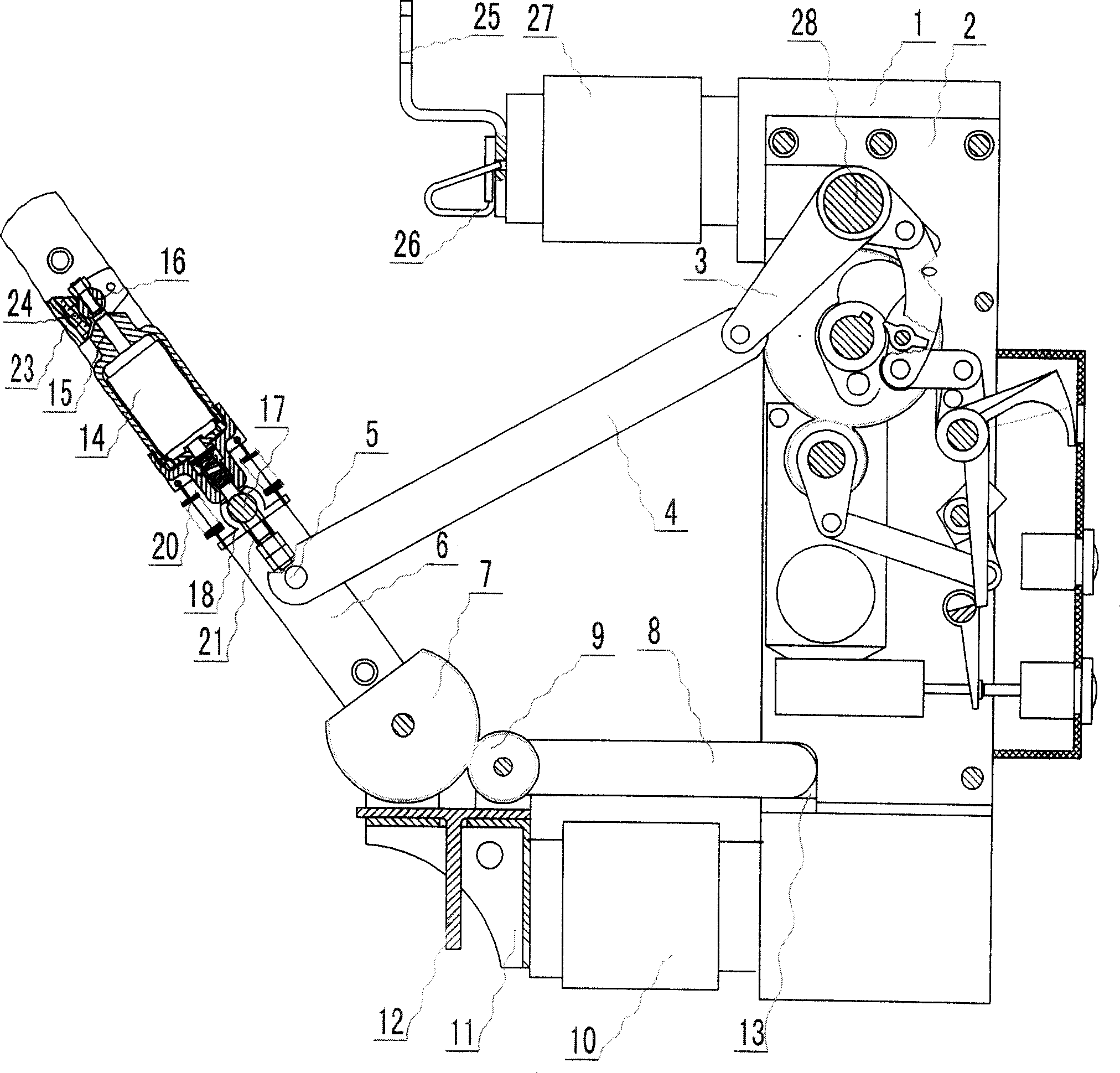 Linked middle voltage switch with load, insulation, grounding electric function