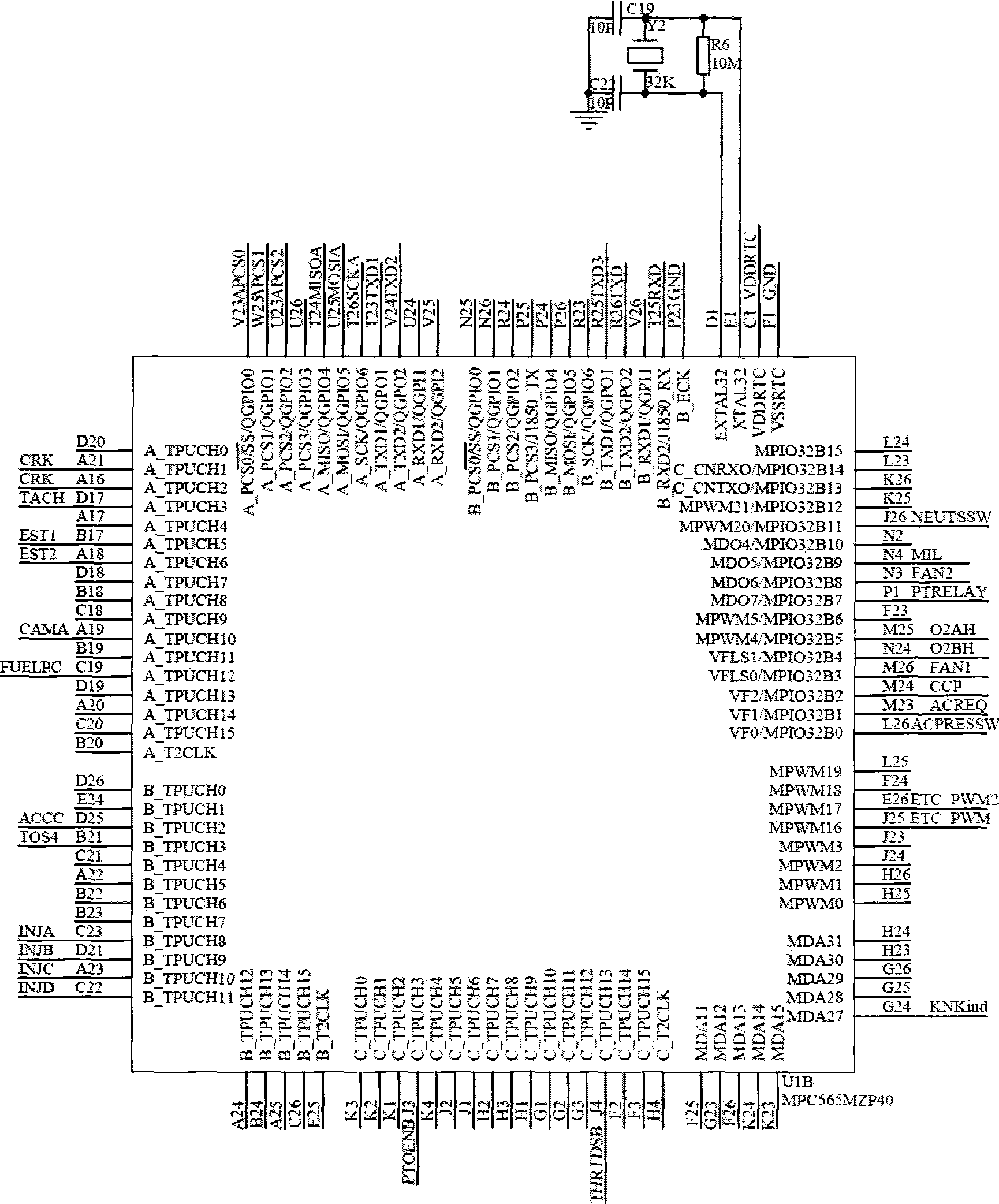 32-bit electronic control unit for four-cylinder gasoline engine