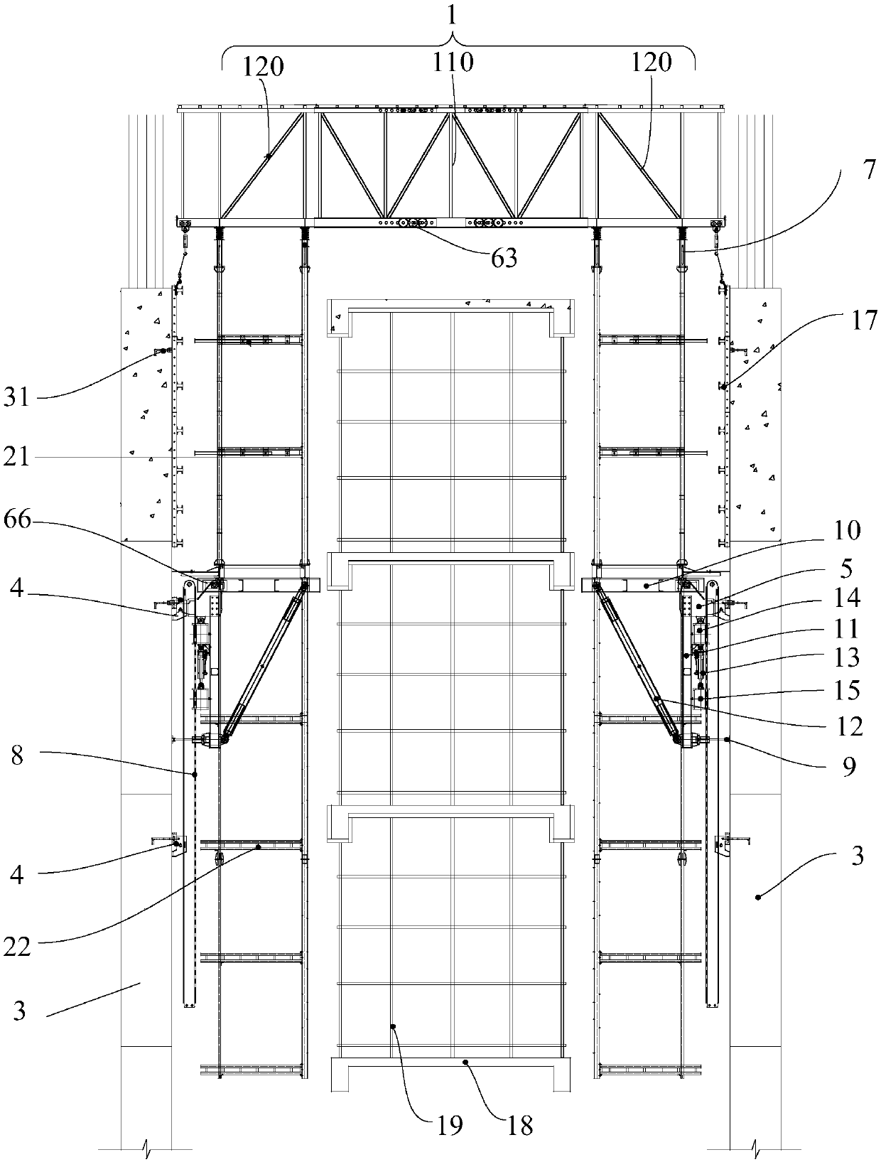 Portal self-adaptive telescopic hydraulic climbing platform system and its climbing method