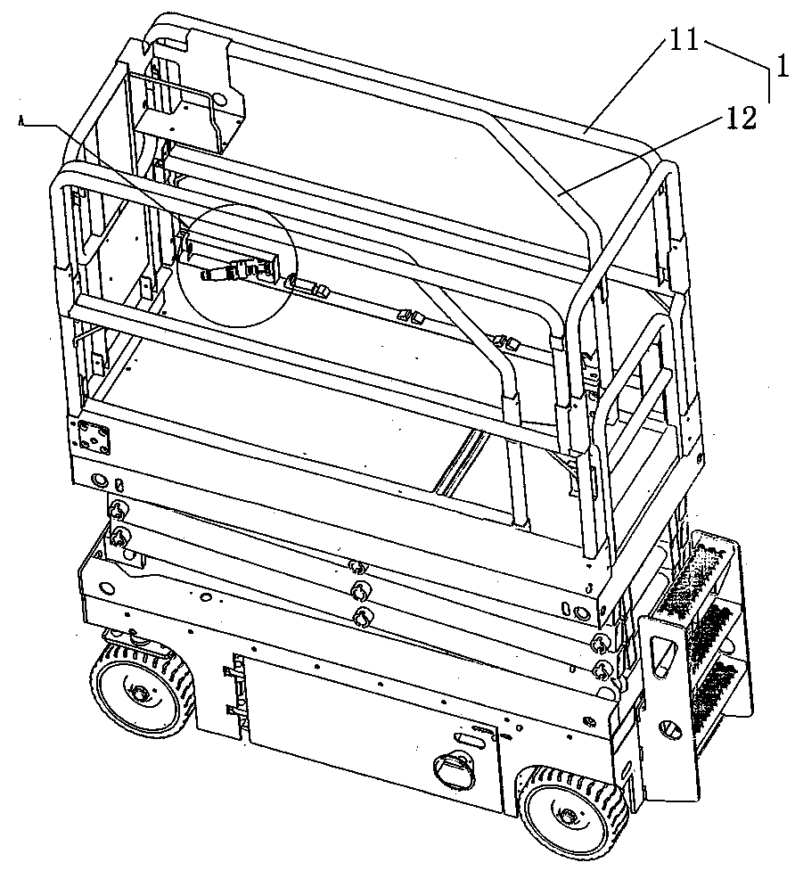 Communication joint fixing structure of scissor fork type operation platform and scissor fork type operation platform