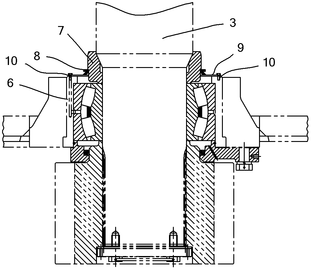 Rotary vertical shaft sealing device of forward excavator