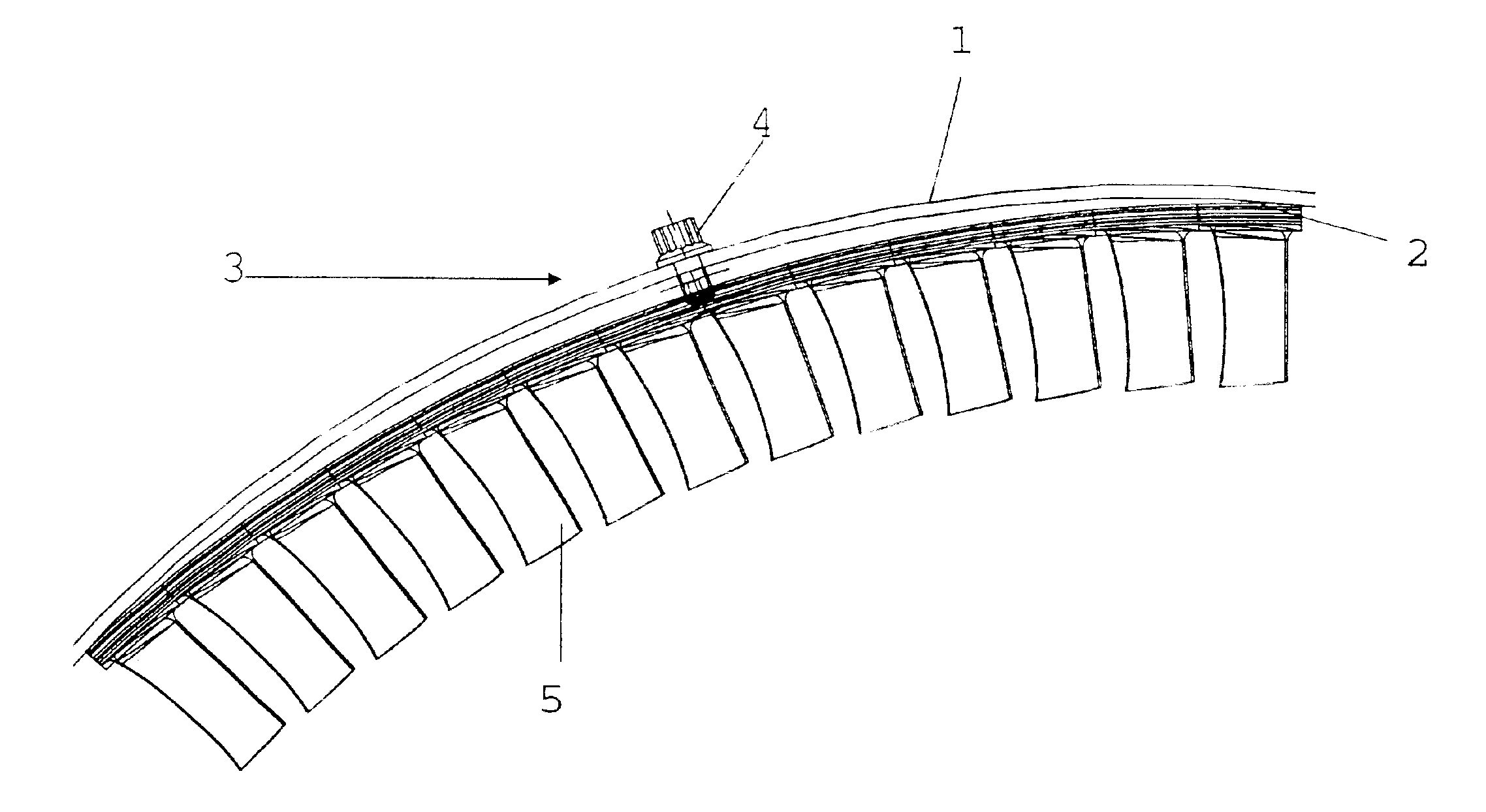 Stator vane span attachment for a gas turbine