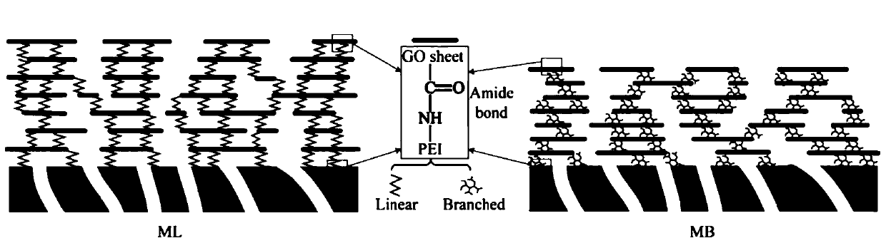 Graphene oxide composite membrane with pH responsiveness and preparation method and application thereof