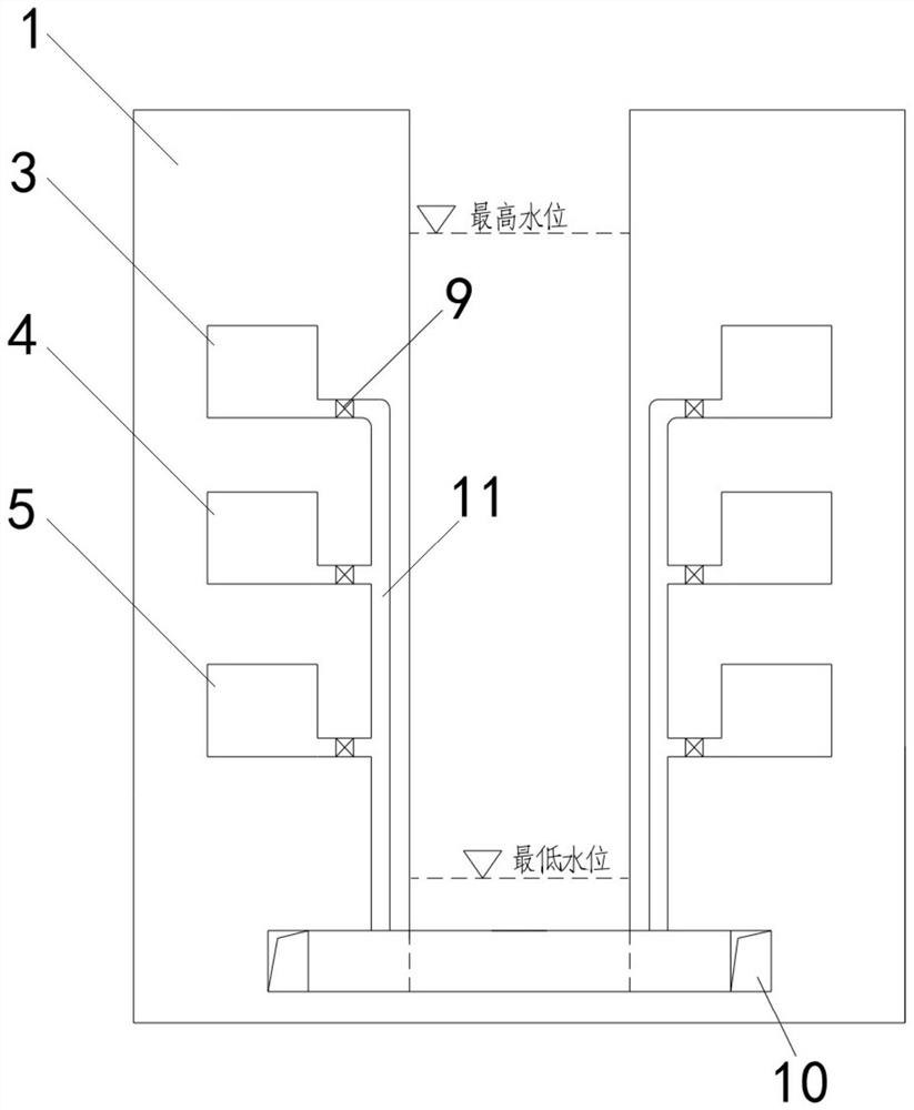 Ship lock water saving system and using method thereof