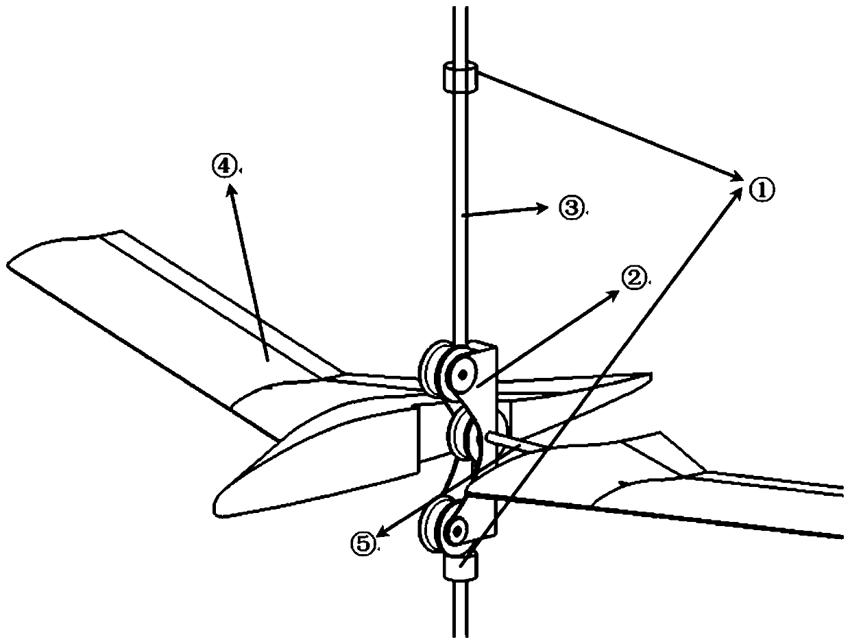 Free flight supporting device in full wingspan flying wing body freedom flutter wind tunnel test