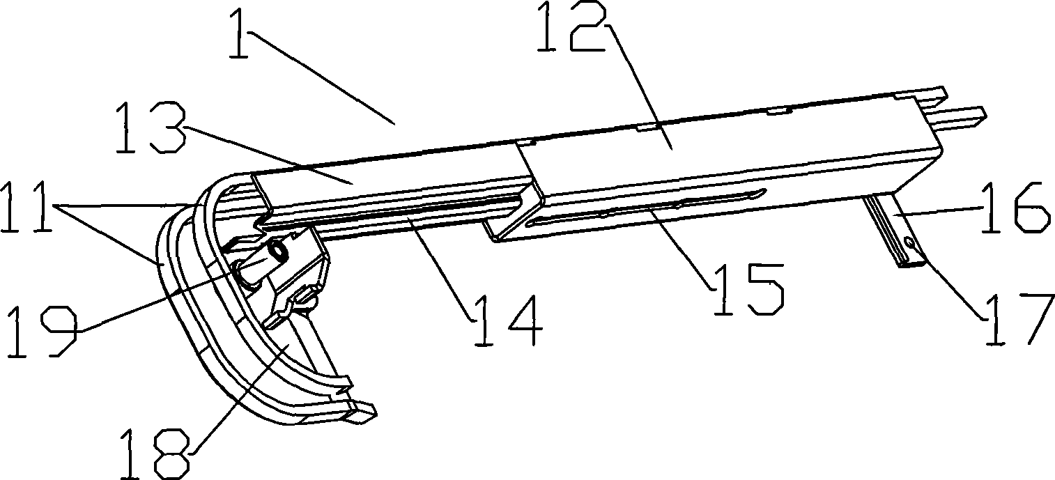 Right and left ear terminal grain-holding claw conveying chain guide device