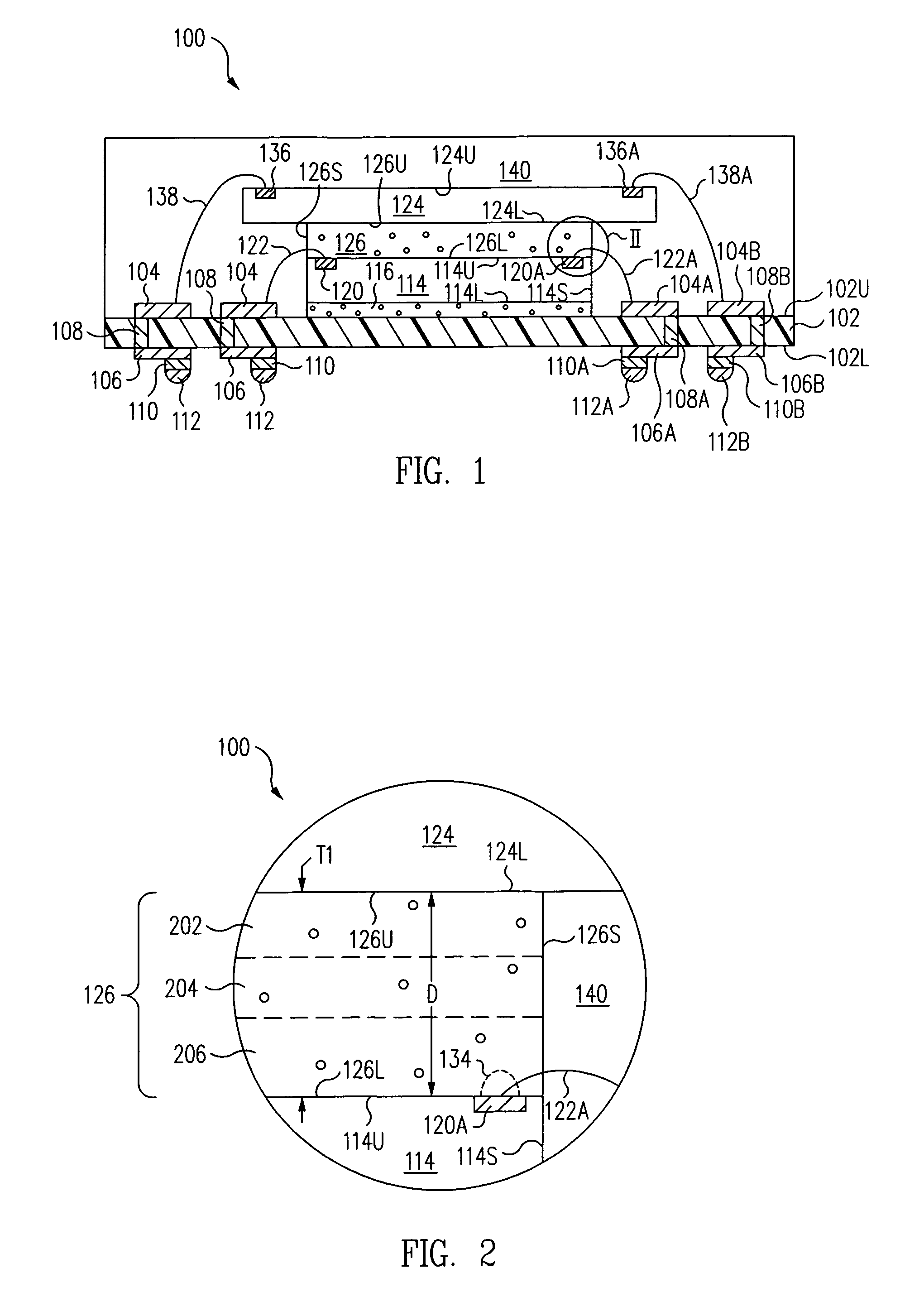 Stacked electronic component package having film-on-wire spacer