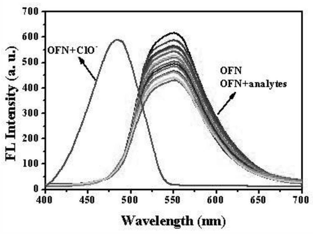 A kind of fluorescent probe for detecting hypochlorite ion and its preparation method and application