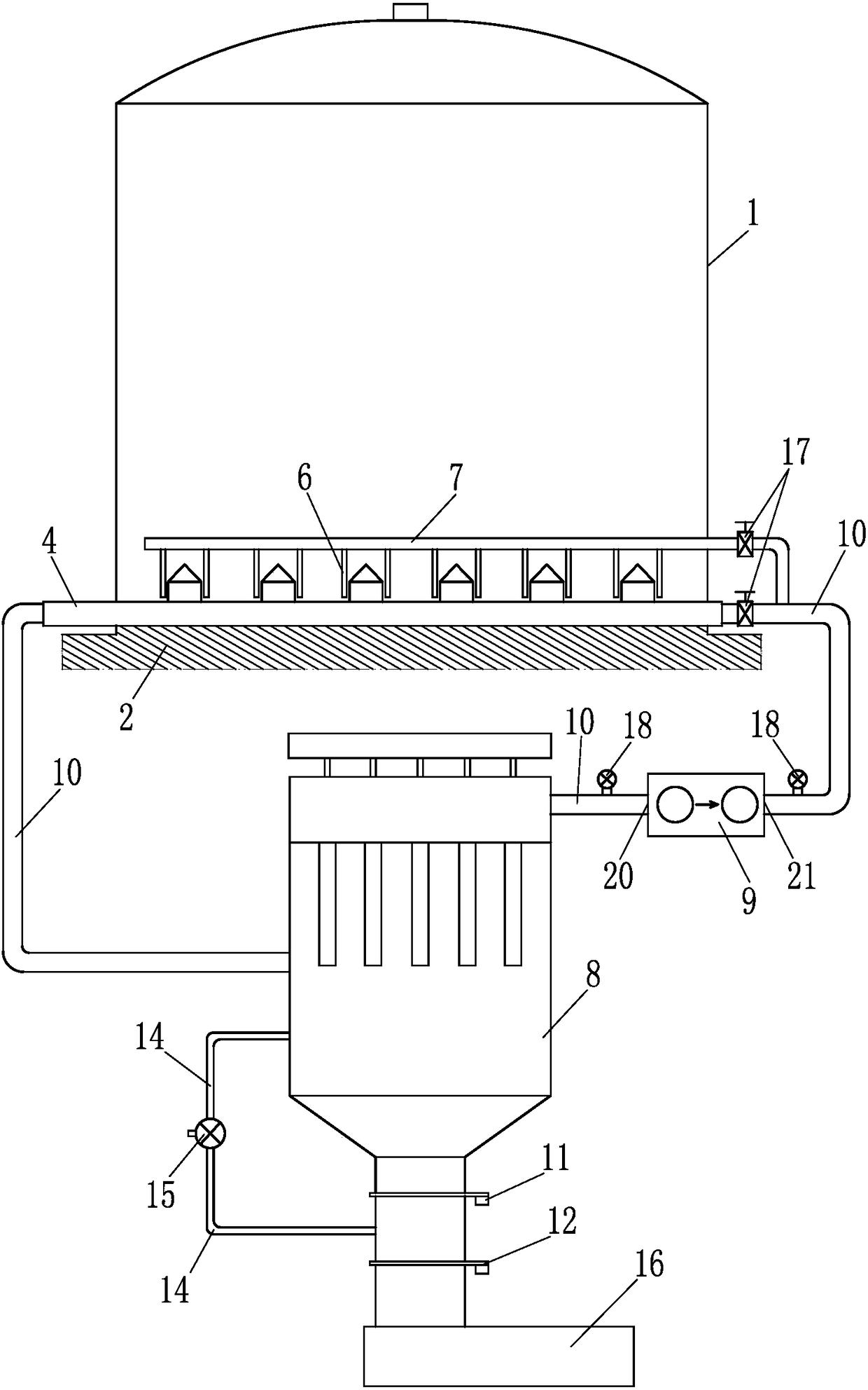 Powder storage warehouse provided with auxiliary discharging device