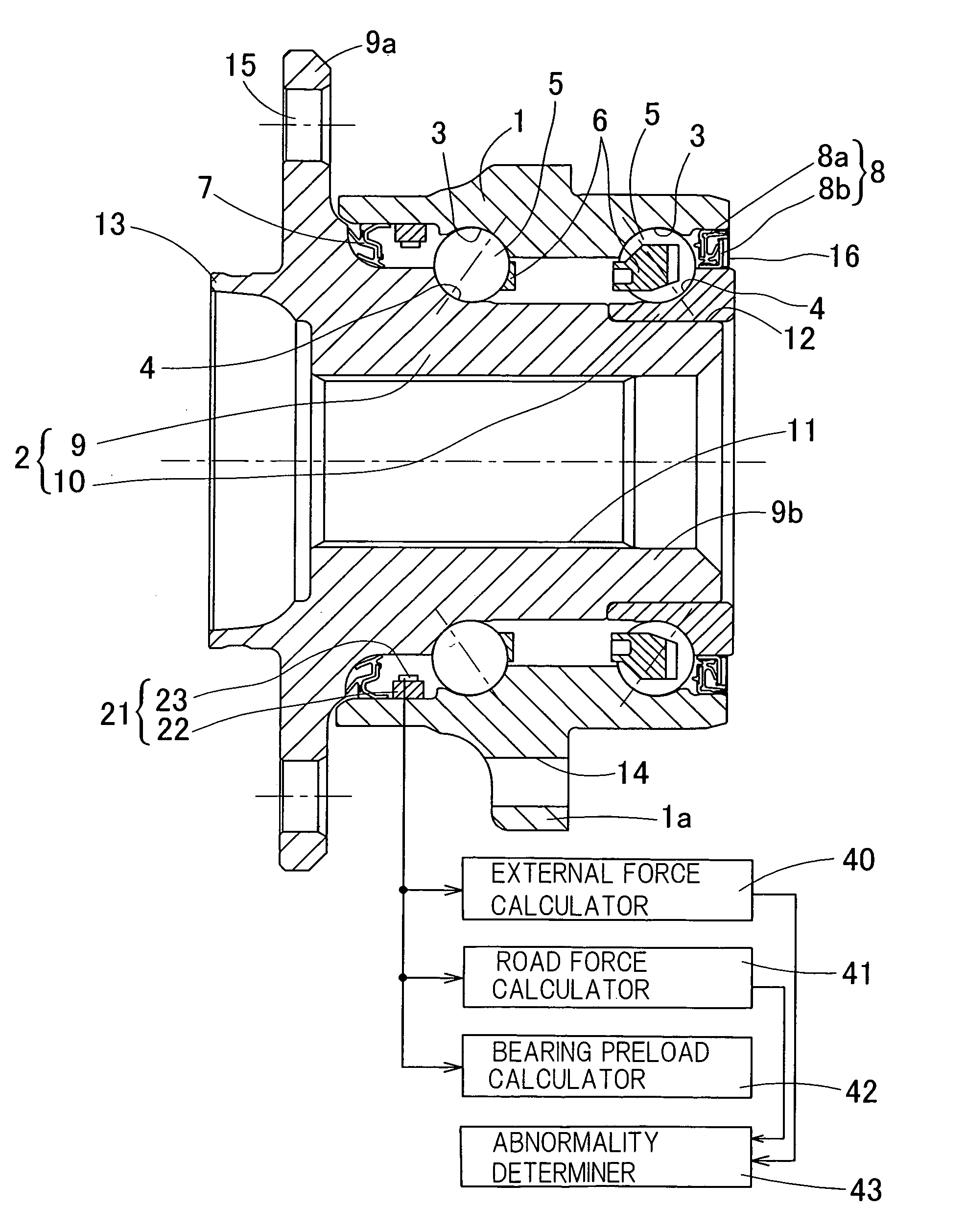 Sensor-equipped bearing for wheel