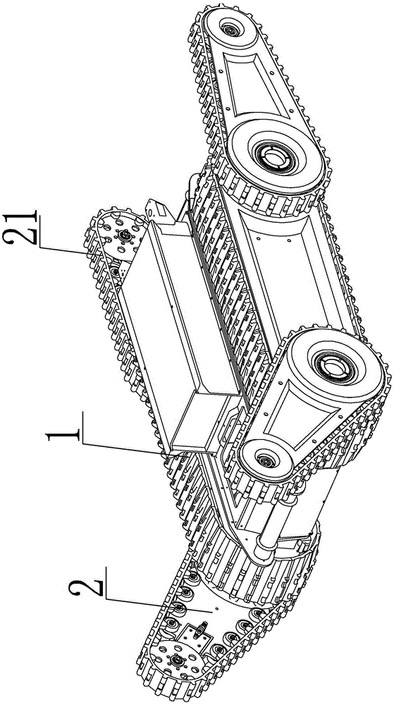 Tracked robot with rapidly disassembled and assembled front and rear swing arms