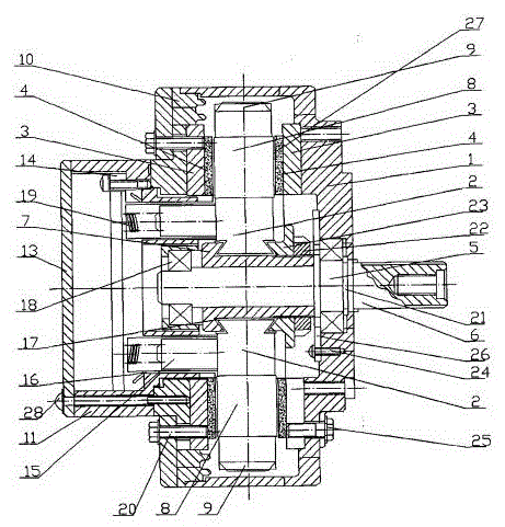 Axial dual-magnetic circuit permanent-magnet direct current motor with single group of magnetic sheets