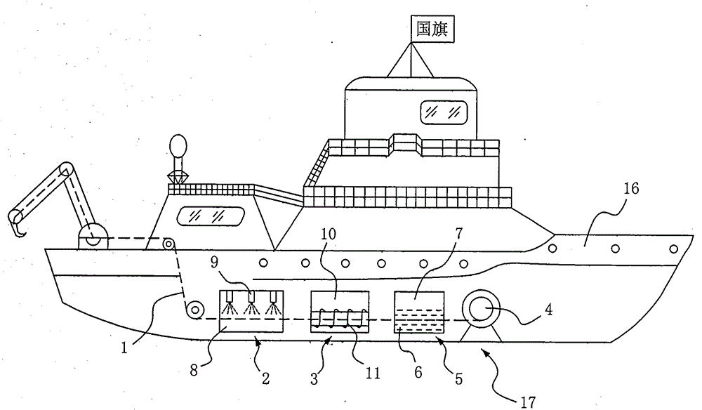 Scientific expedition ship with steel wire rope rust-proof maintaining device