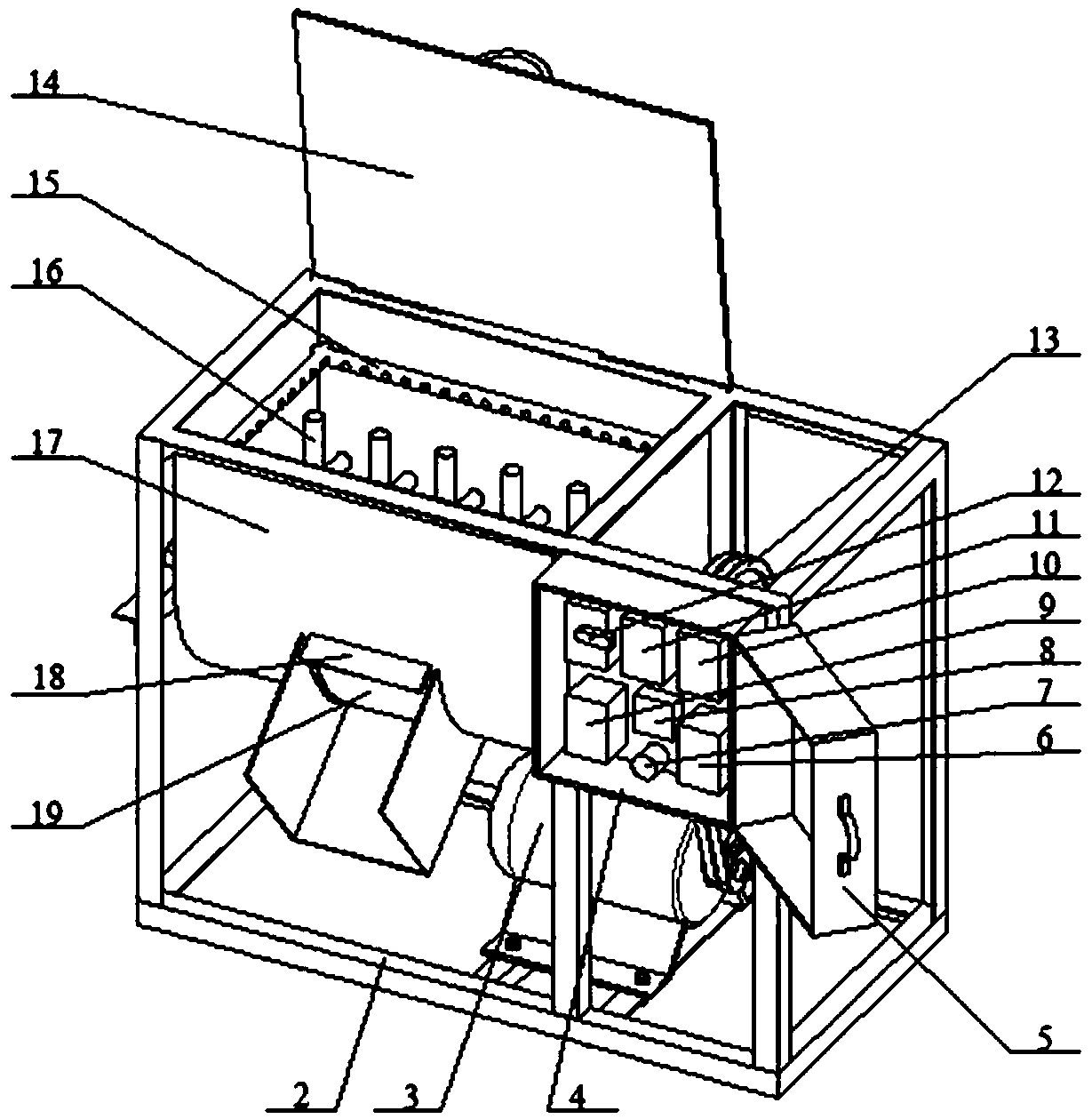 Horizontal flour mixer with automatic humidity control device and safety protection device