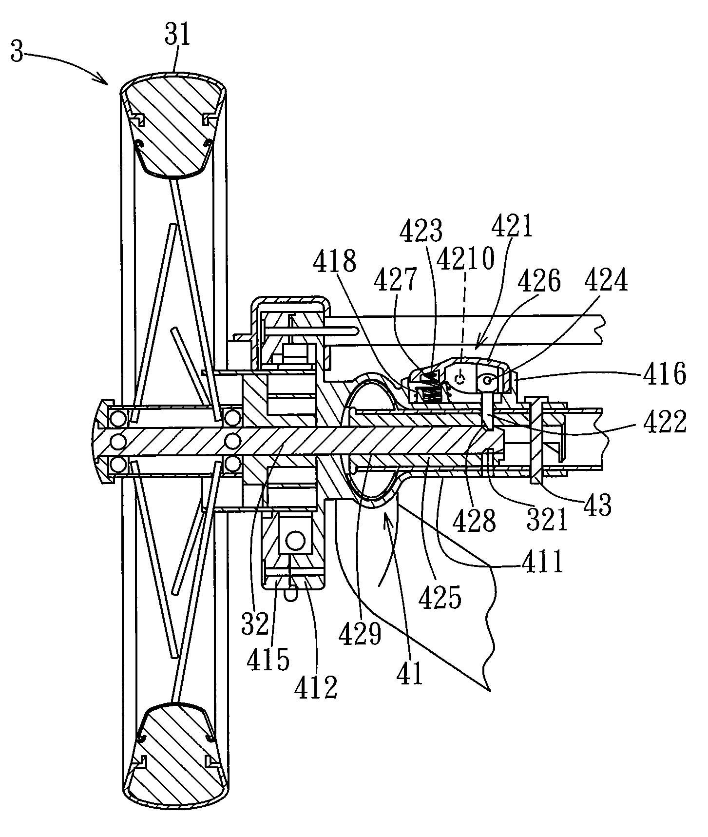 Removable wheel device for a stroller