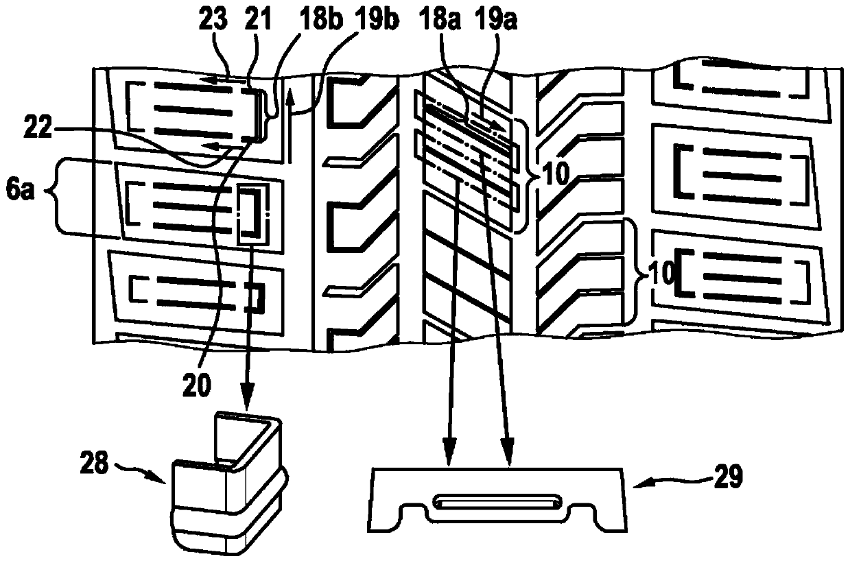 Vehicle tyres having sipe in profile block element