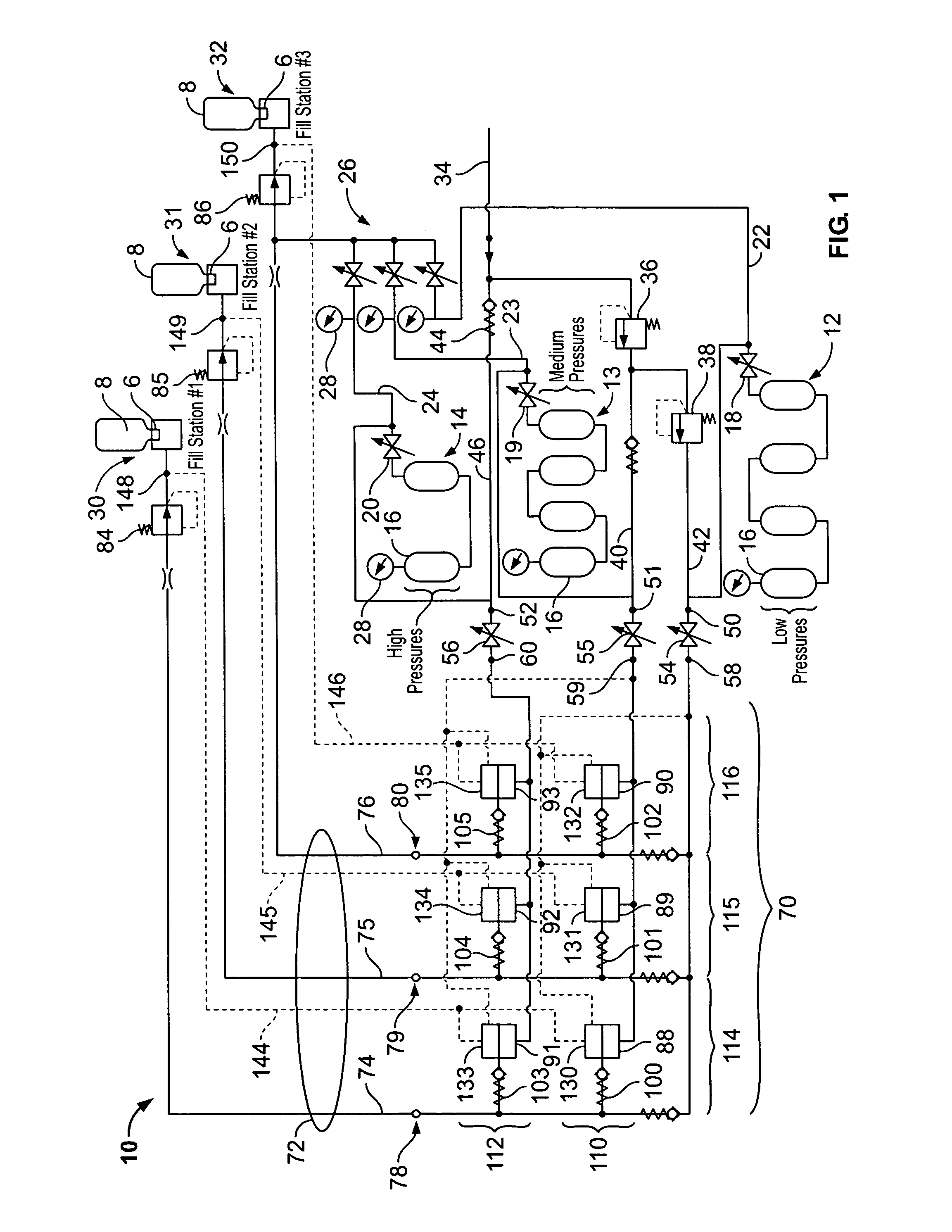 Method and system for independently filling multiple canisters from cascaded storage stations