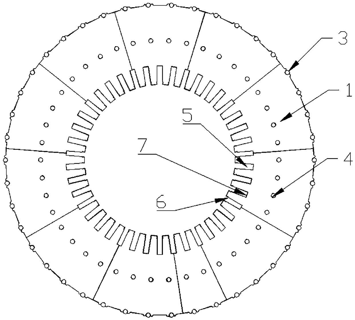 Site horizontal lamination edge segment iron core process of turbo generator