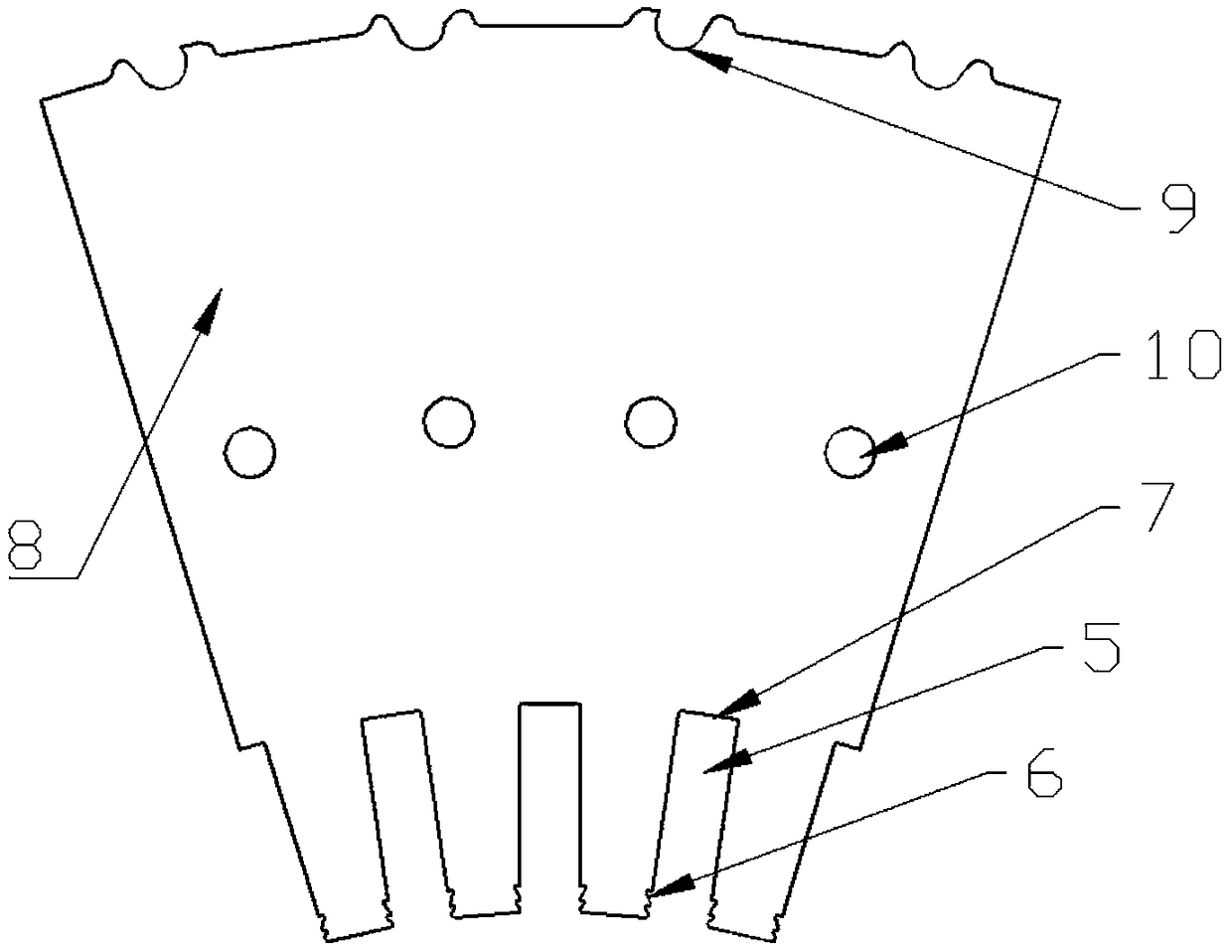 Site horizontal lamination edge segment iron core process of turbo generator