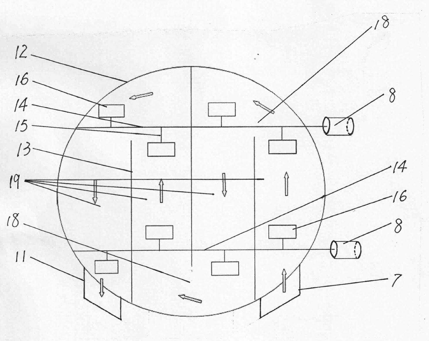 Horizontal stirring methane fermentation device with vertical cylindrical tank